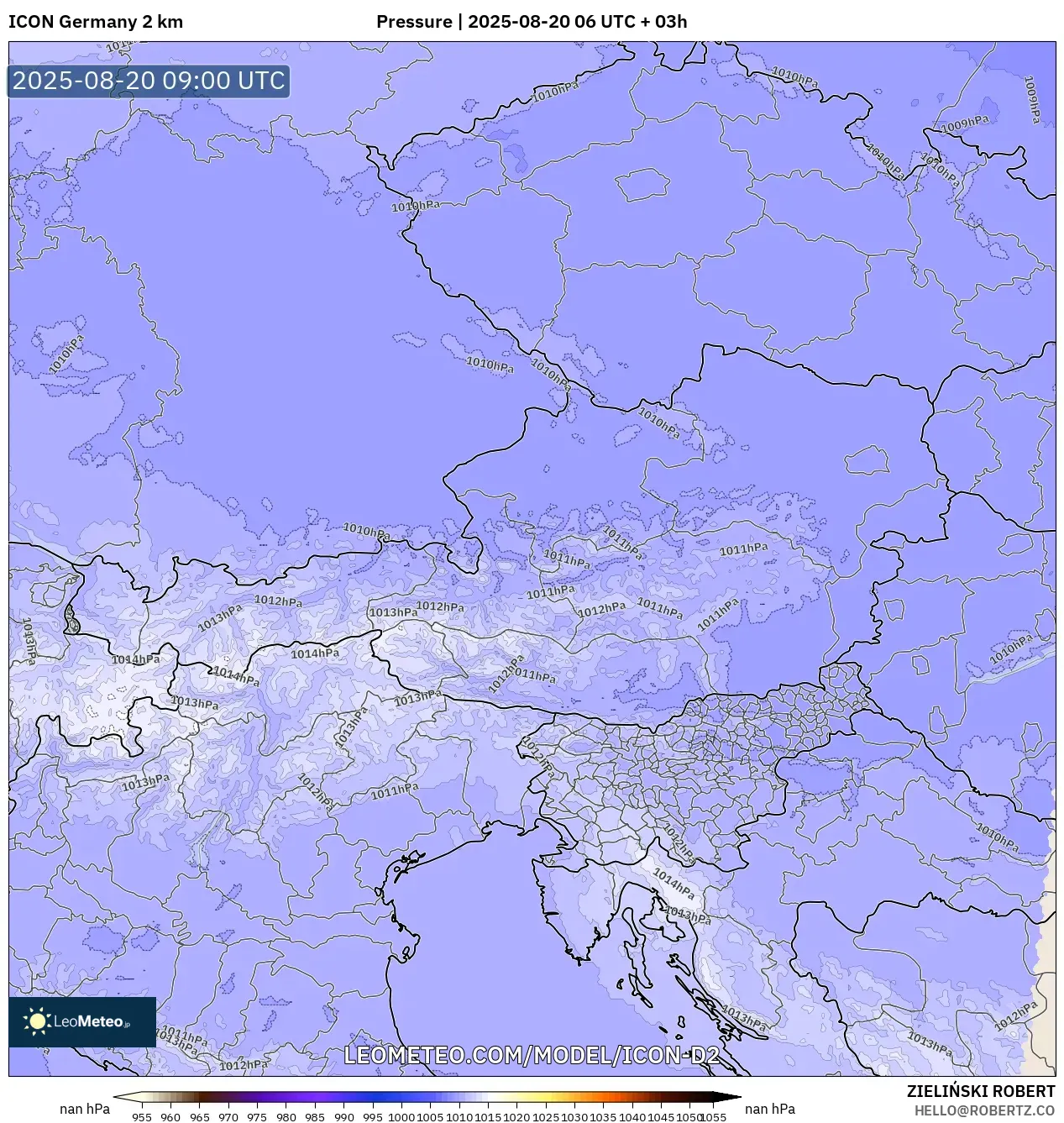 ICON Germany 2 km model - Austria, Pressure