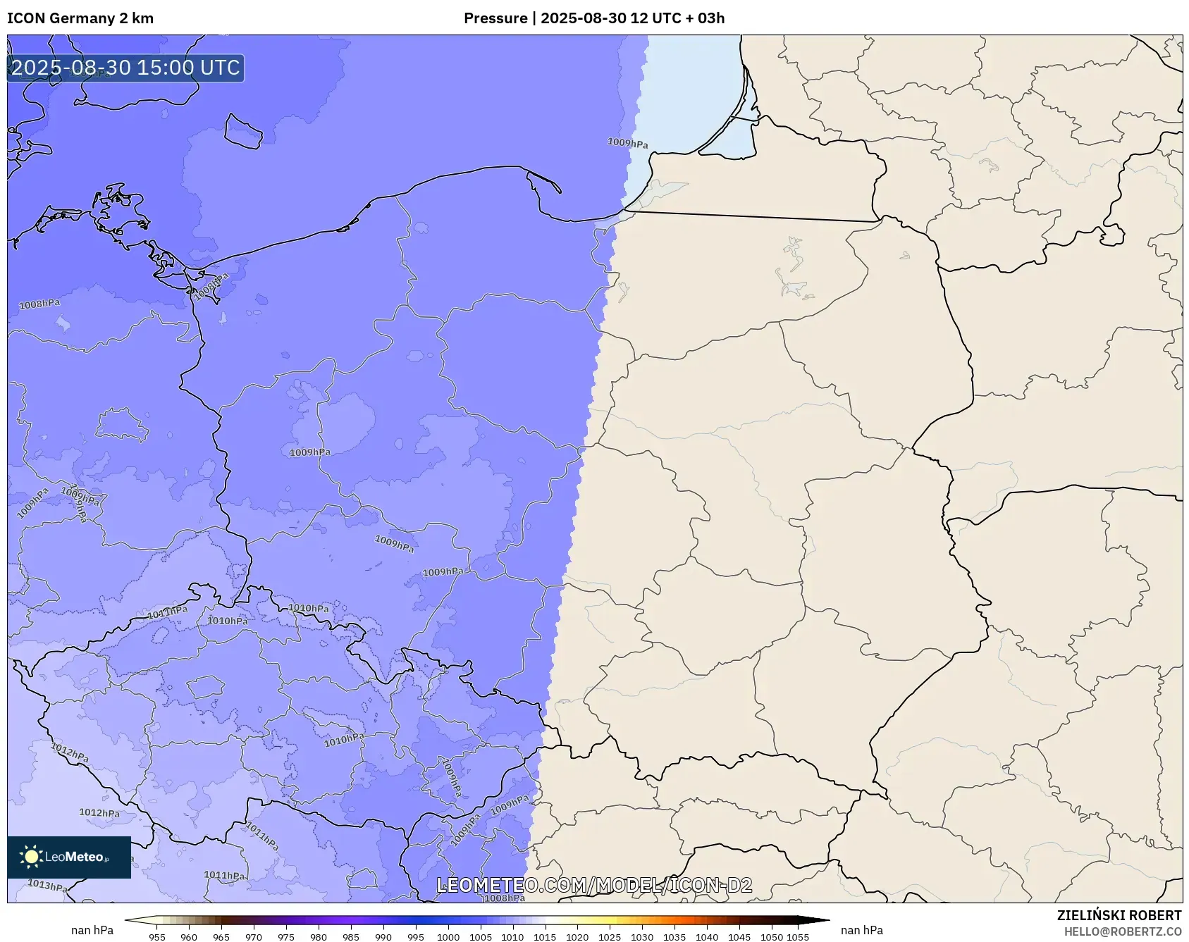ICON Germany 2 km model - Poland, Pressure ICON Germany 2 km model - Poland, Pressure