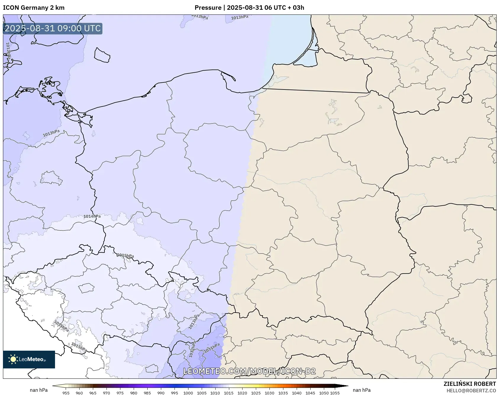 ICON Germany 2 km model - Poland, Pressure ICON Germany 2 km model - Poland, Pressure