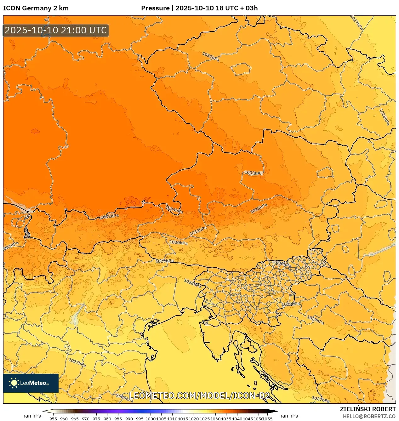 ICON Germany 2 km model - Austria, Pressure ICON Germany 2 km model - Austria, Pressure