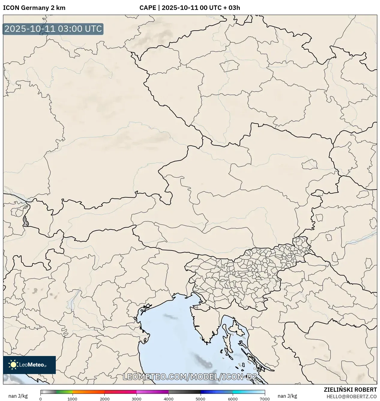 ICON Germany 2 km model - Austria, CAPE ICON Germany 2 km model - Austria, CAPE