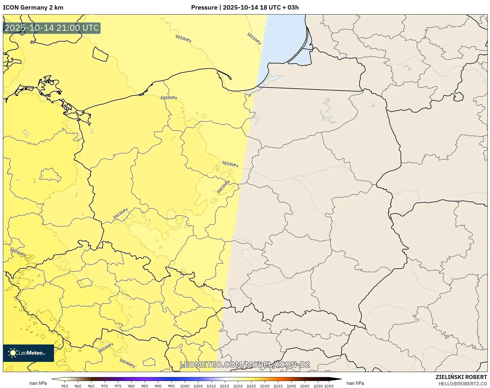 ICON Germany 2 km model - Poland, Pressure ICON Germany 2 km model - Poland, Pressure