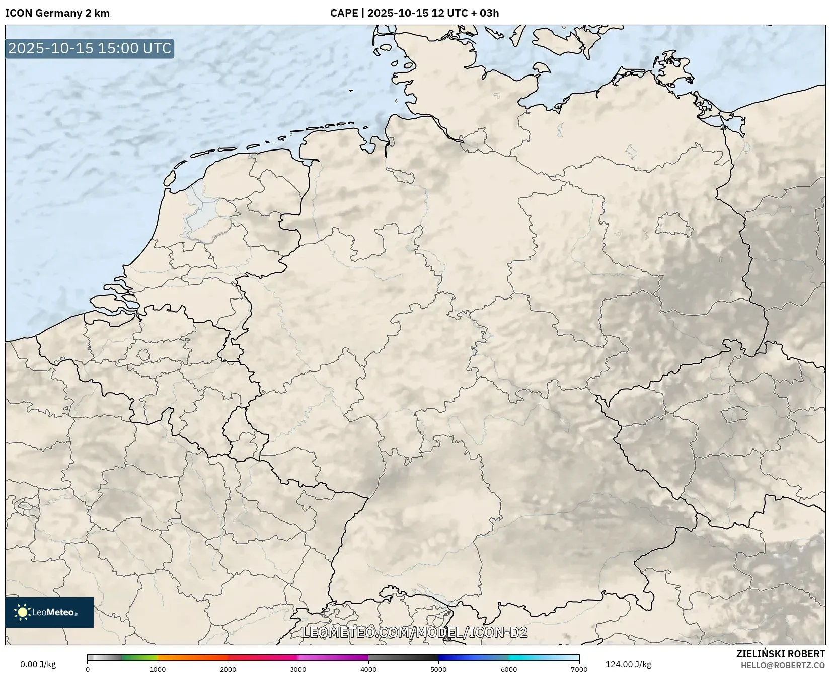 ICON Germany 2 km model - Germany, CAPE ICON Germany 2 km model - Germany, CAPE