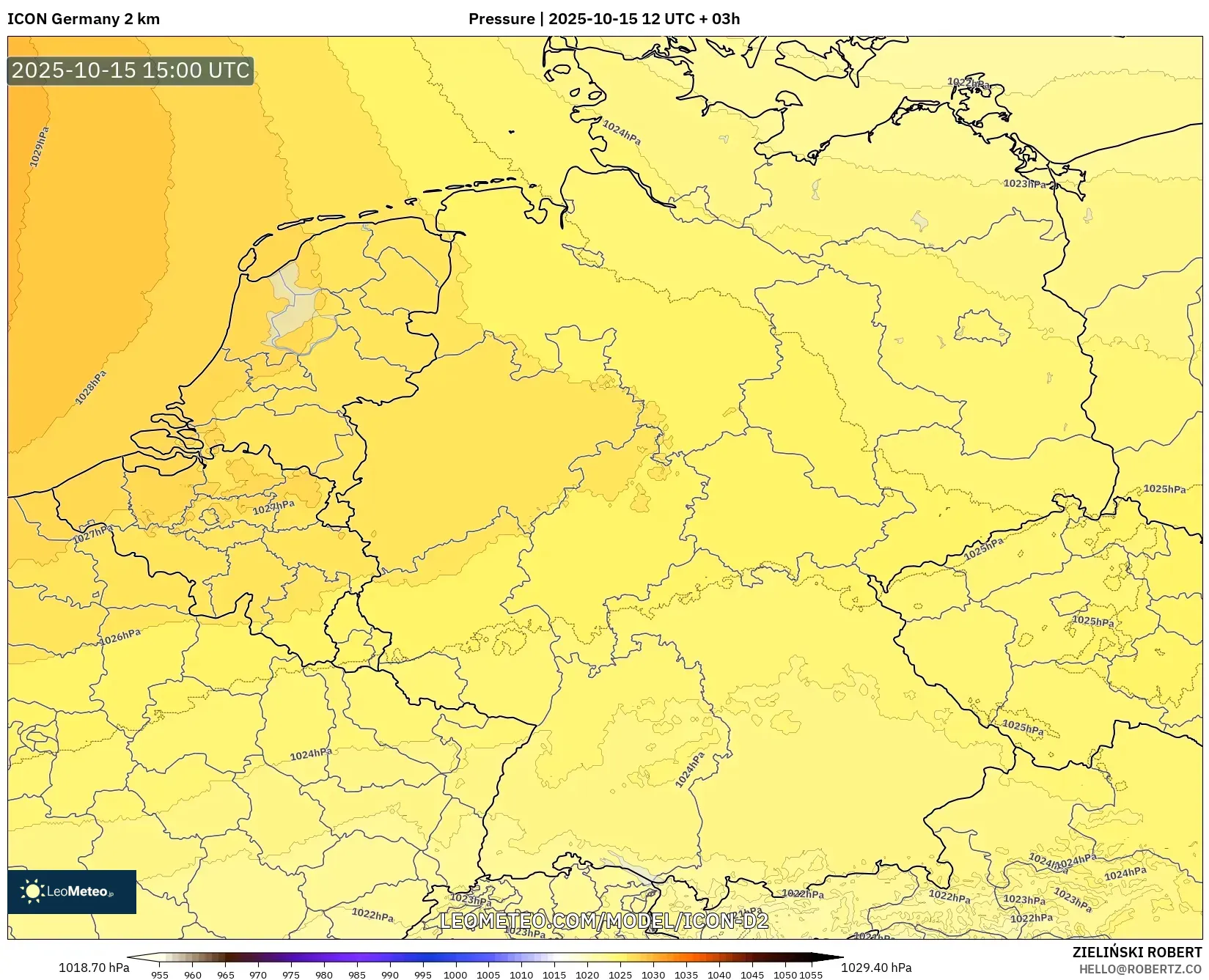 ICON Germany 2 km model - Germany, Pressure ICON Germany 2 km model - Germany, Pressure