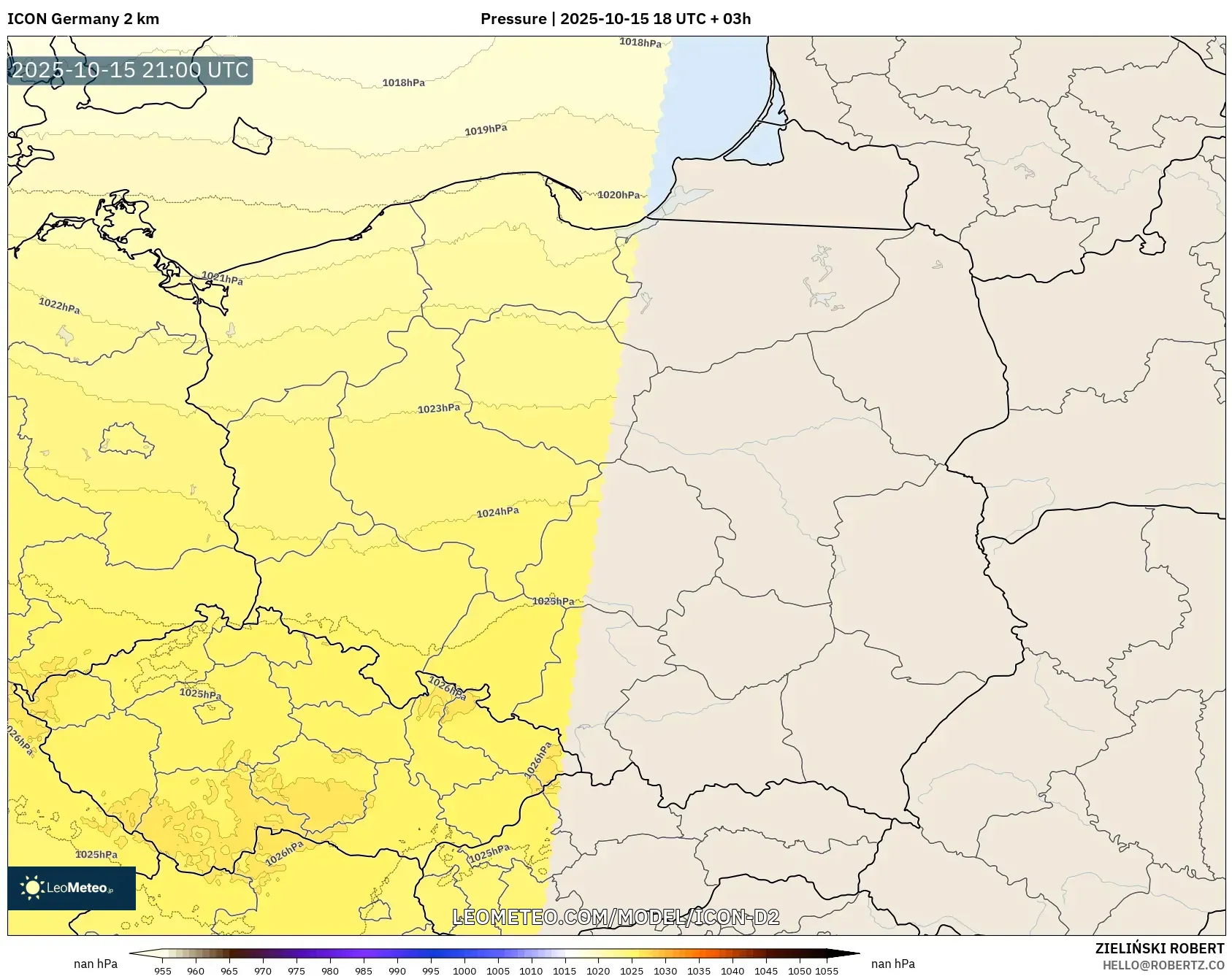 ICON Germany 2 km model - Poland, Pressure ICON Germany 2 km model - Poland, Pressure