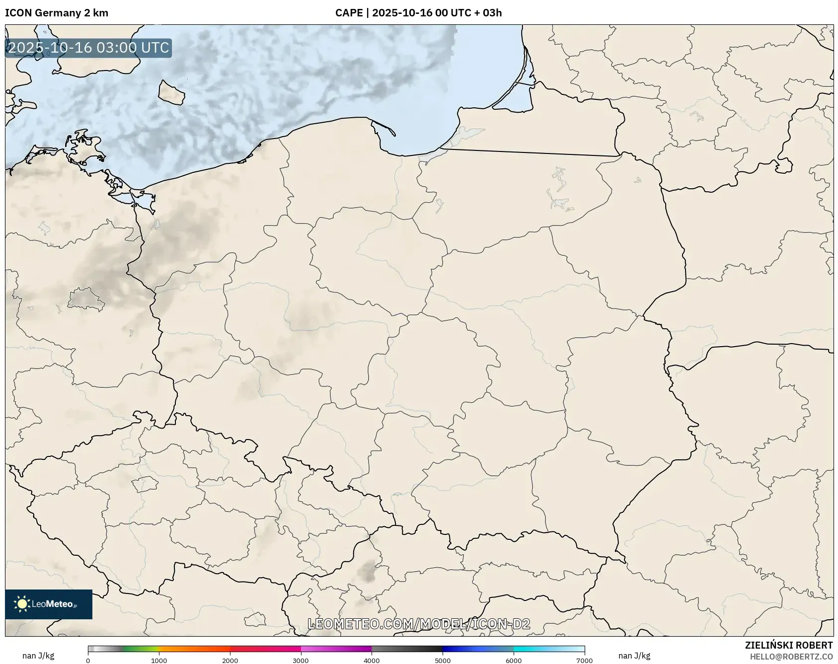 ICON Germany 2 km model - Poland, CAPE ICON Germany 2 km model - Poland, CAPE