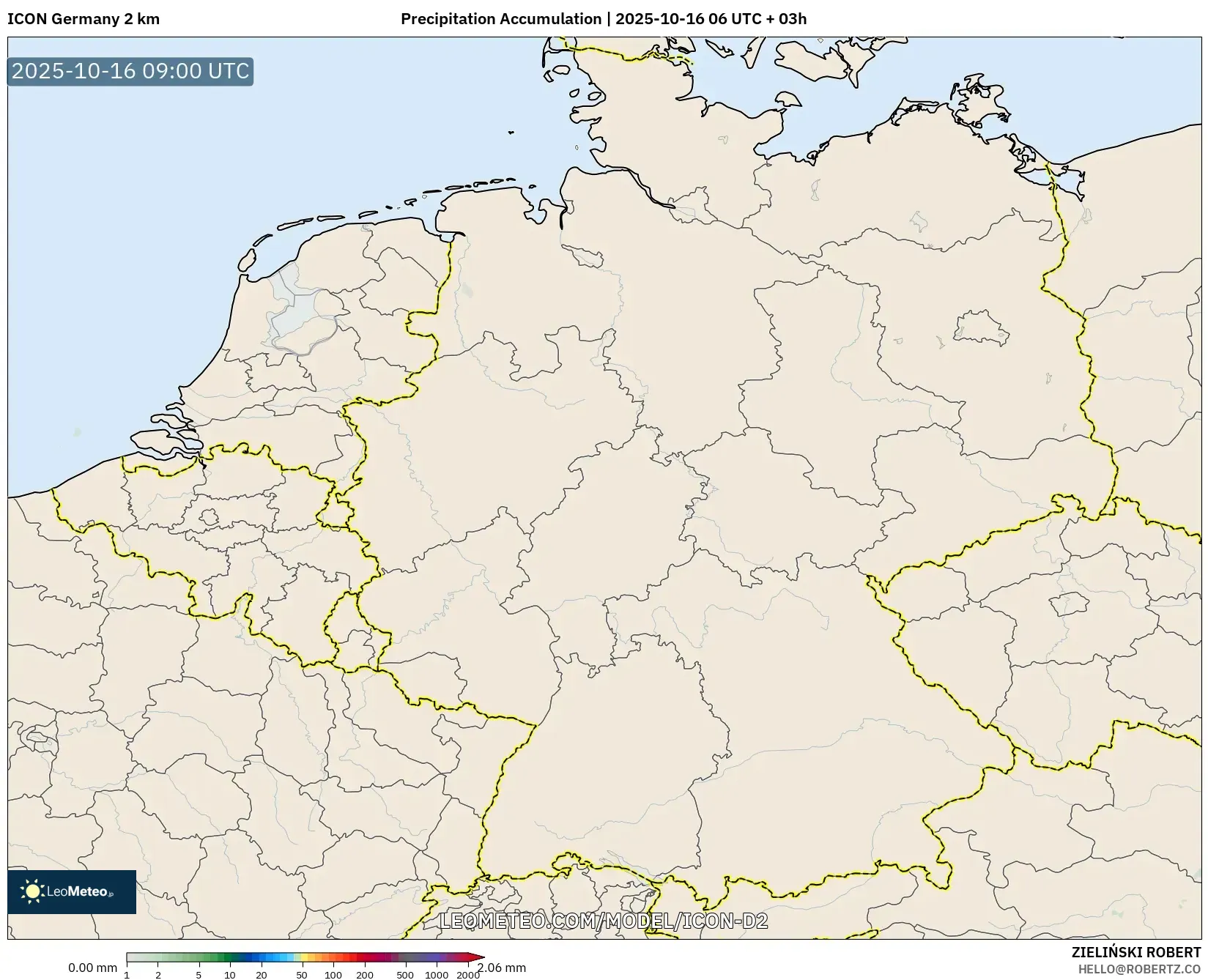 ICON Germany 2 km model - Germany, Precipitation Accumulation