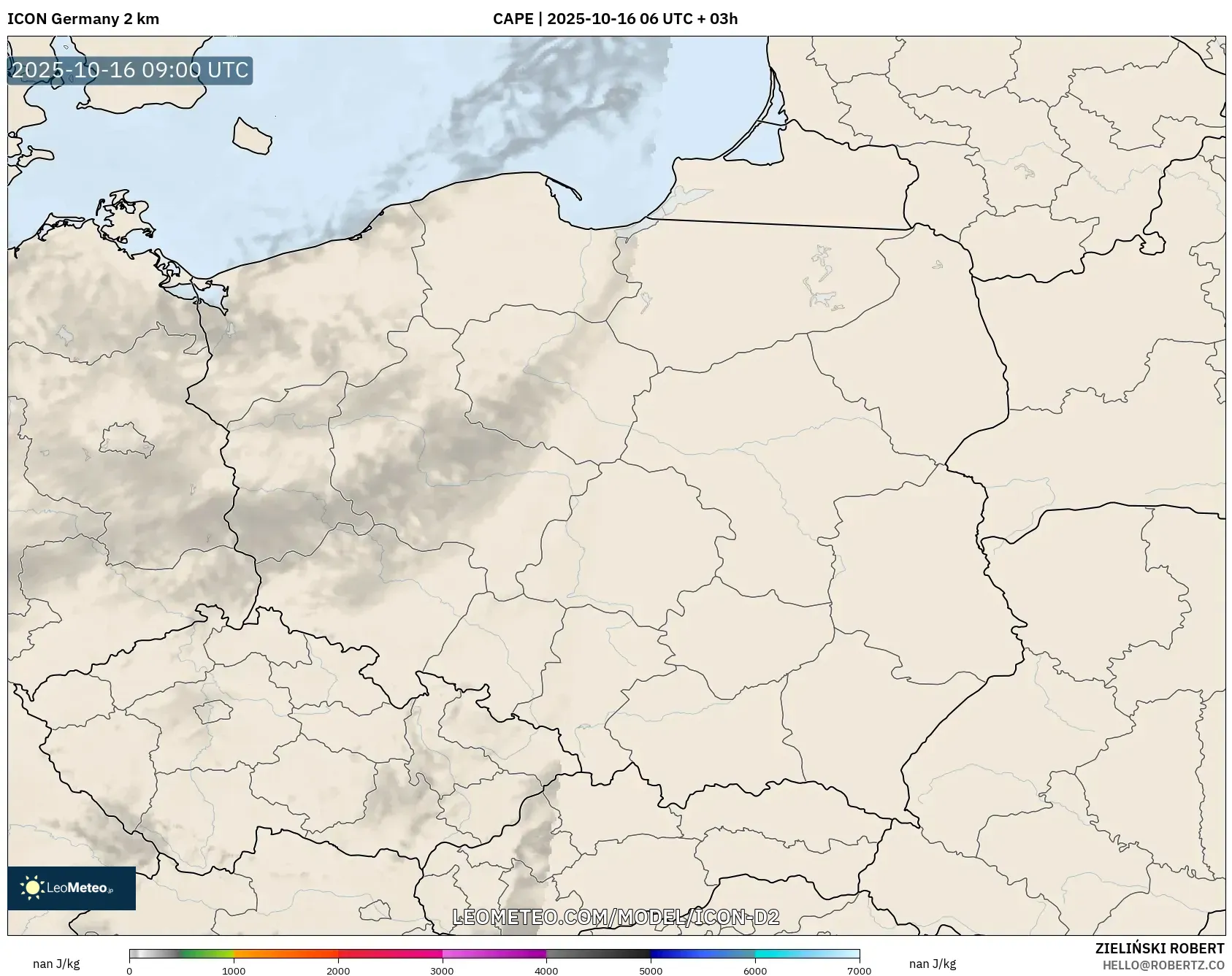 ICON Germany 2 km model - Poland, CAPE ICON Germany 2 km model - Poland, CAPE