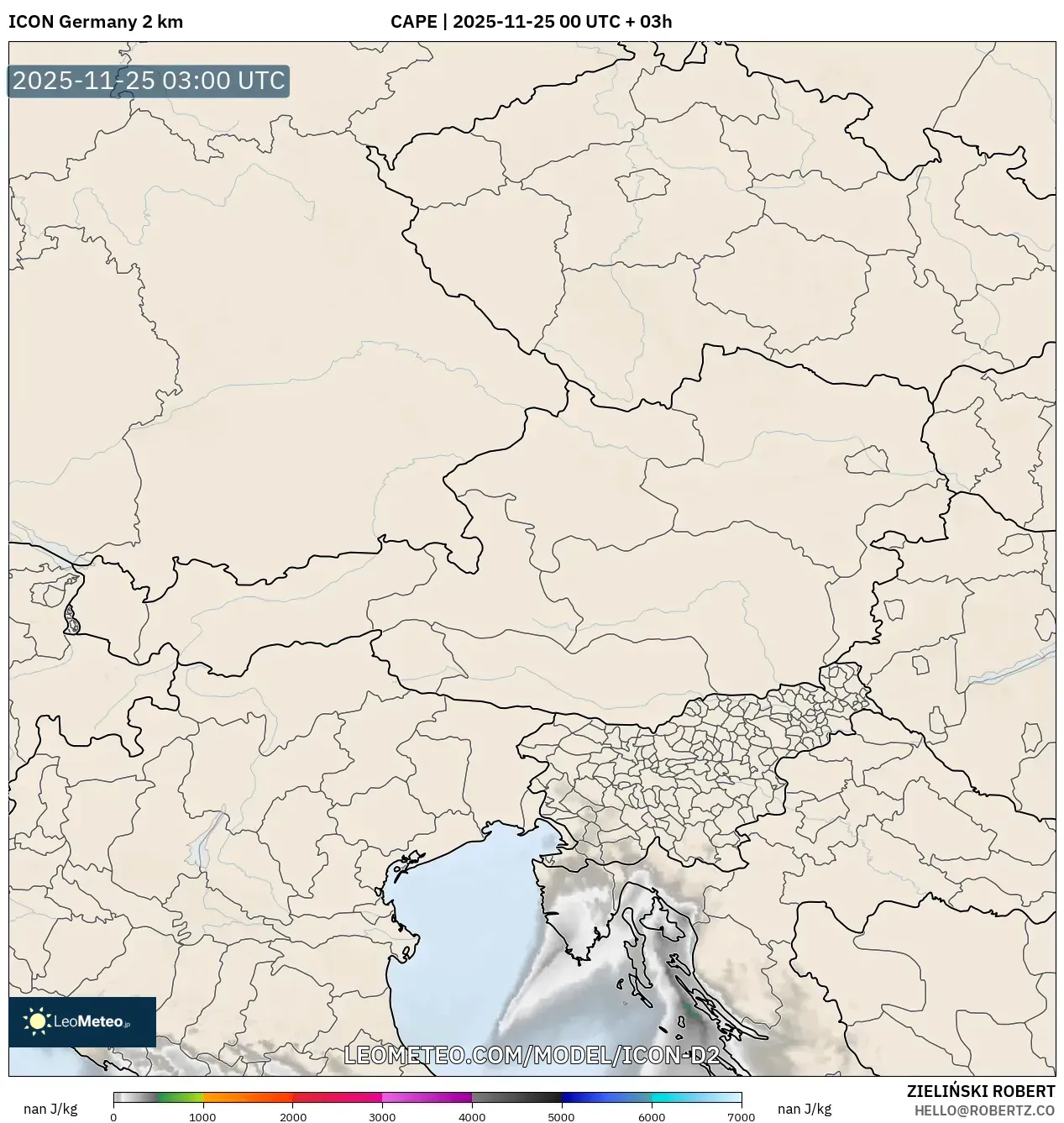ICON Germany 2 km model - Austria, CAPE