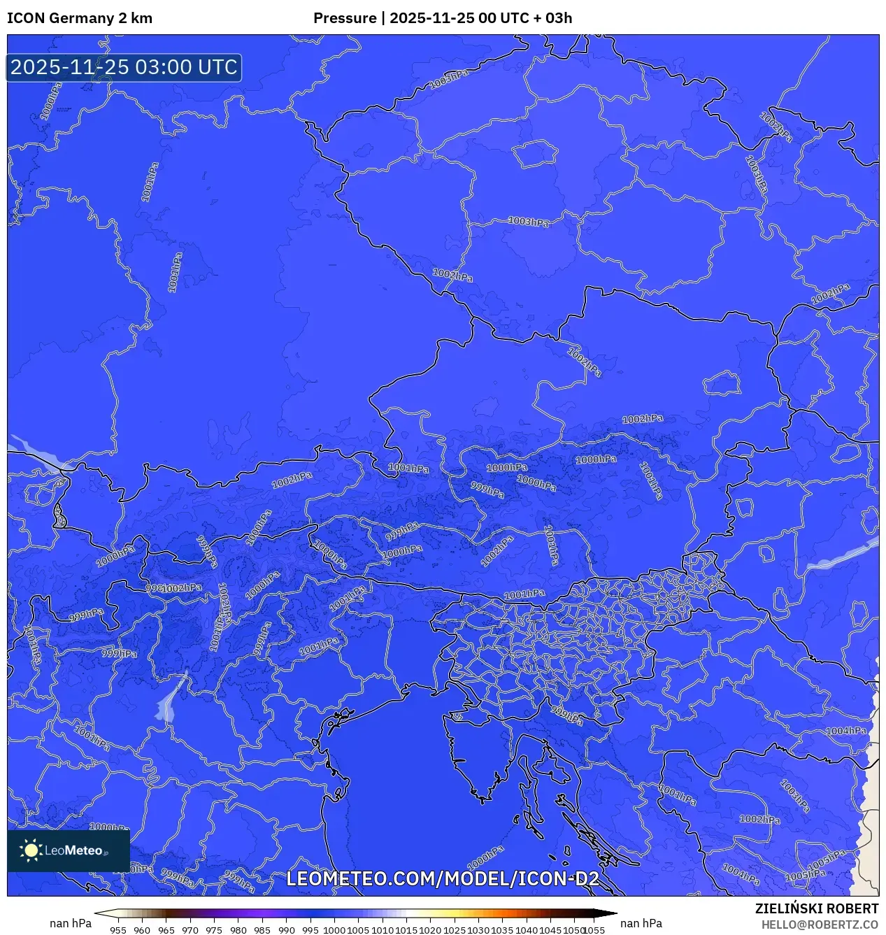 ICON Germany 2 km model - Austria, Pressure
