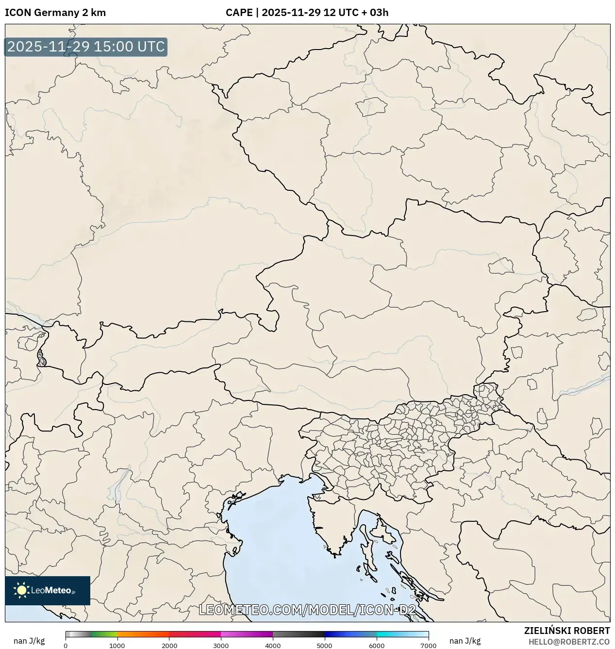 ICON Germany 2 km model - Austria, CAPE