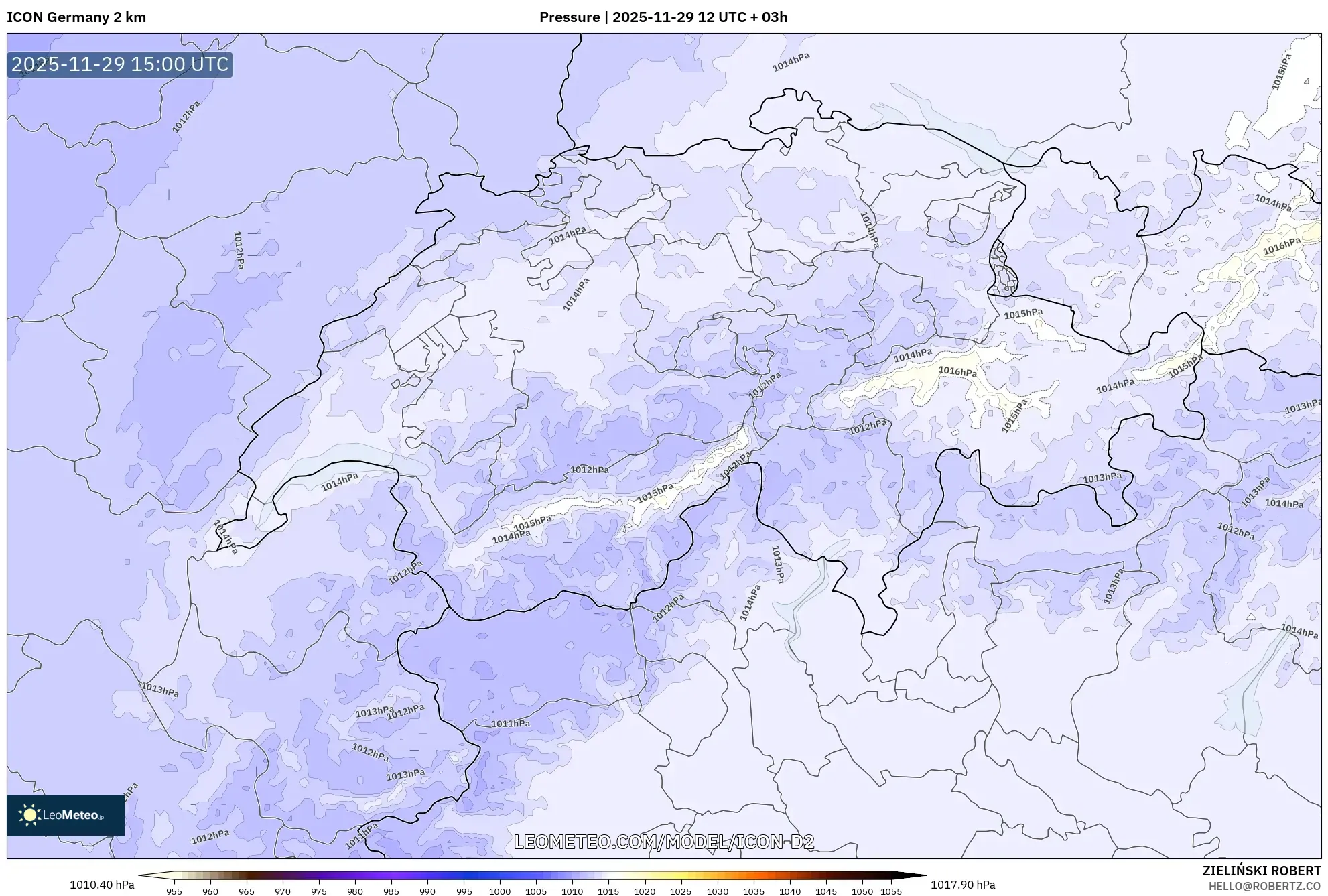 ICON Germany 2 km model - Switzerland, Pressure
