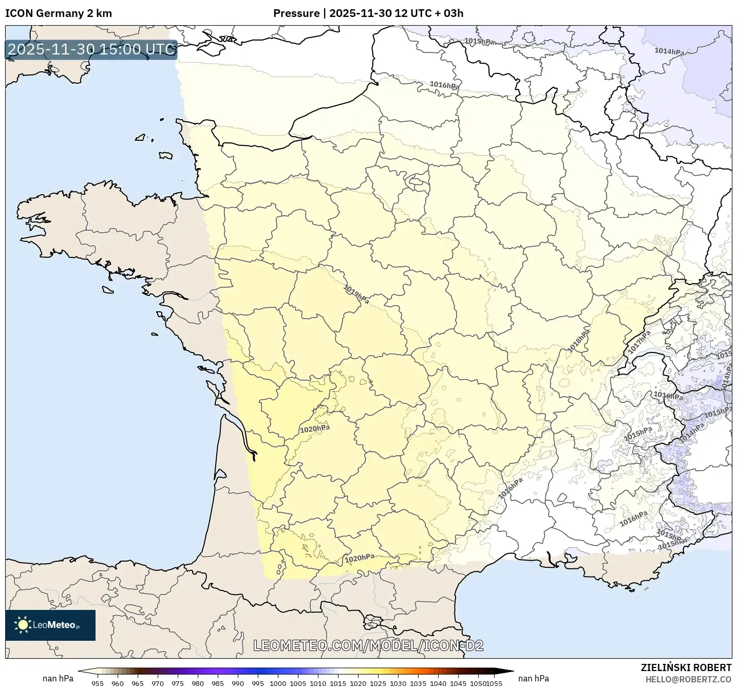 ICON Germany 2 km model - France, Pressure