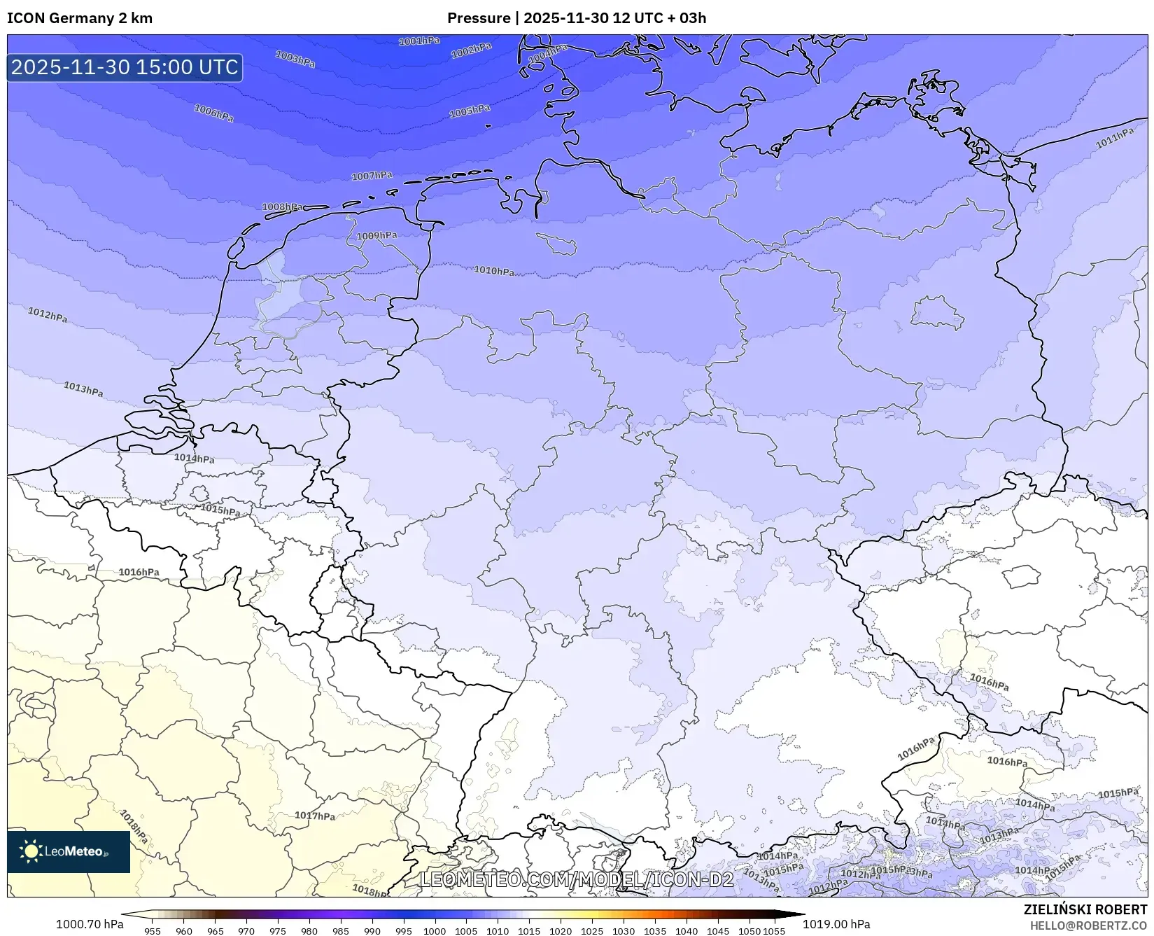 ICON Germany 2 km model - Germany, Pressure