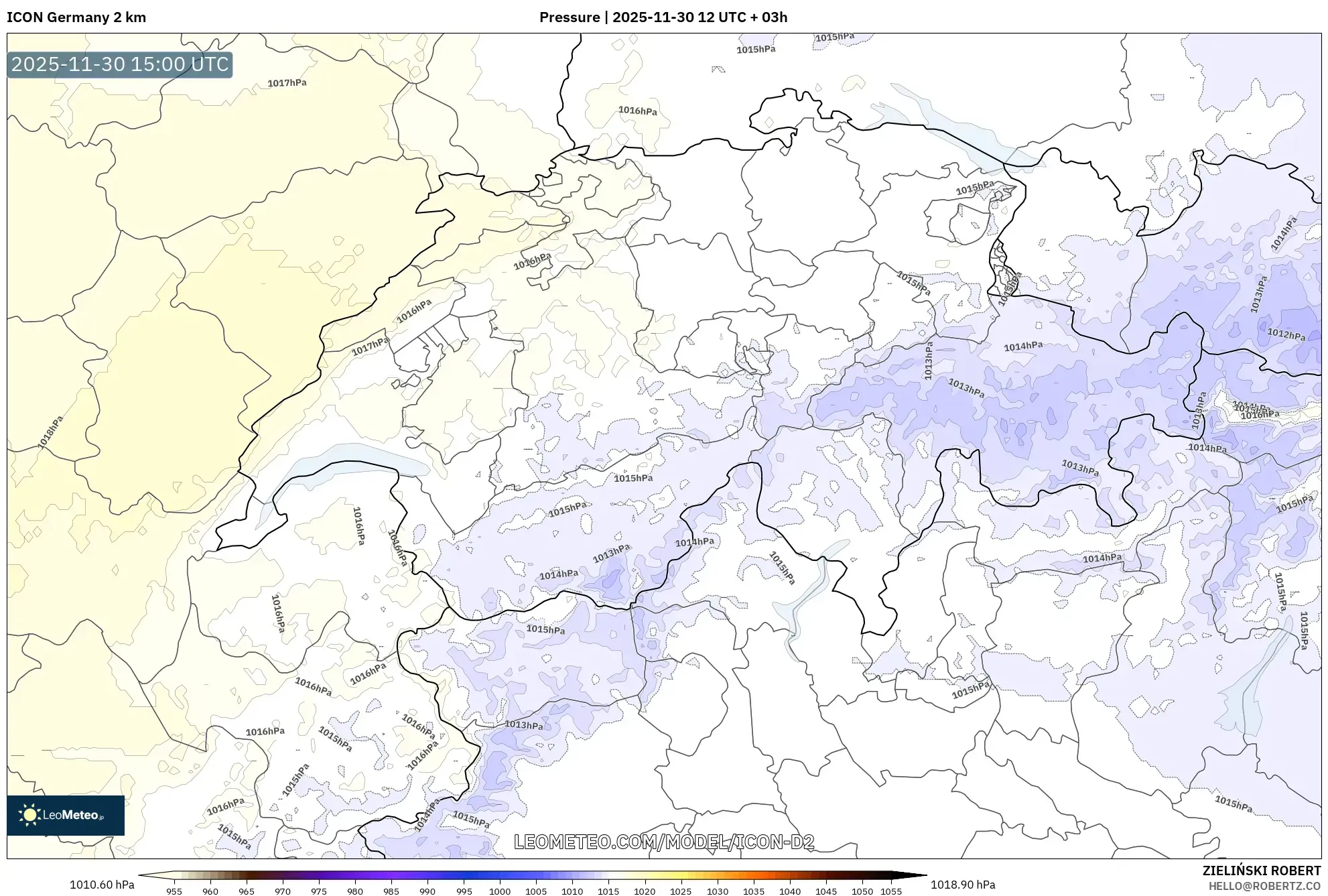 ICON Germany 2 km model - Switzerland, Pressure