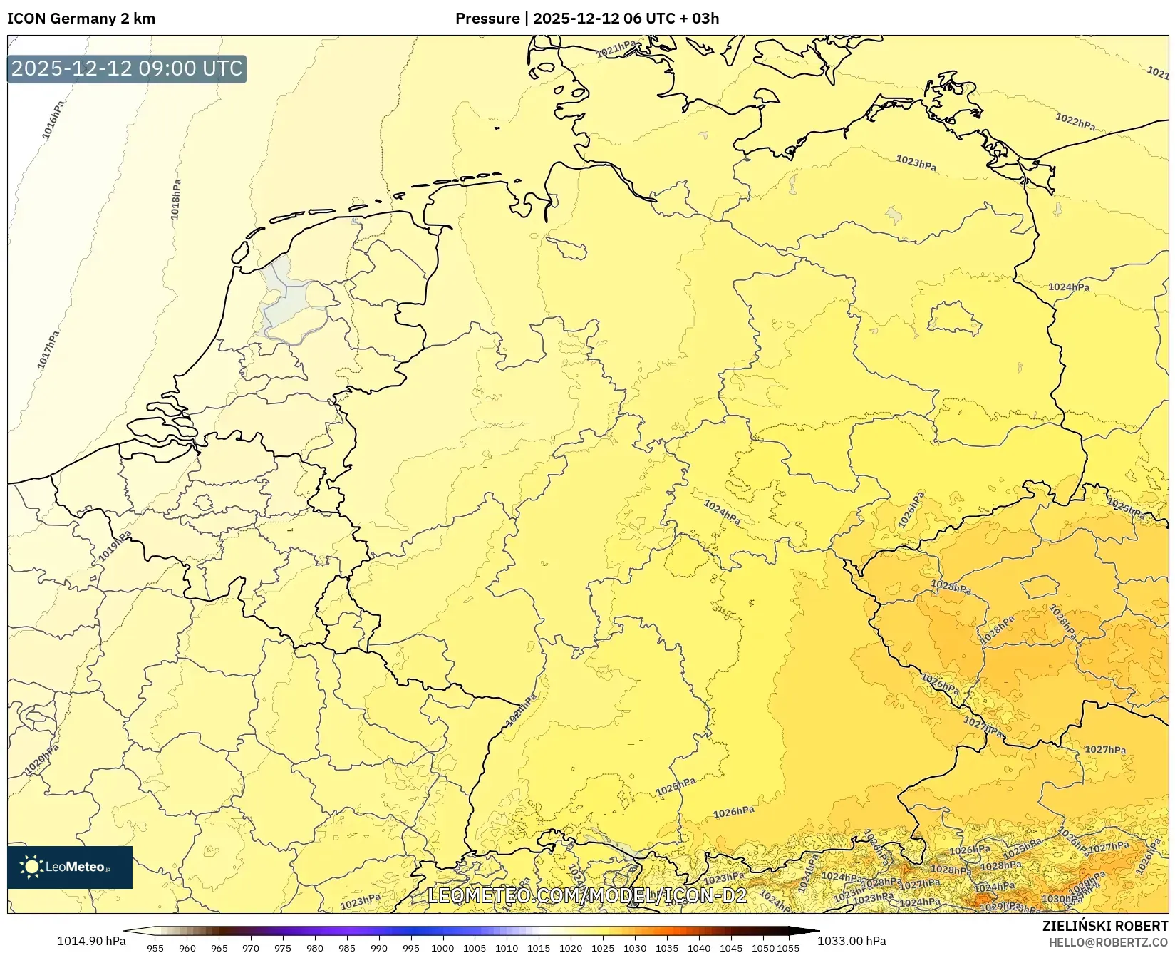 ICON Jerman 2 km model - Jerman, Tekanan