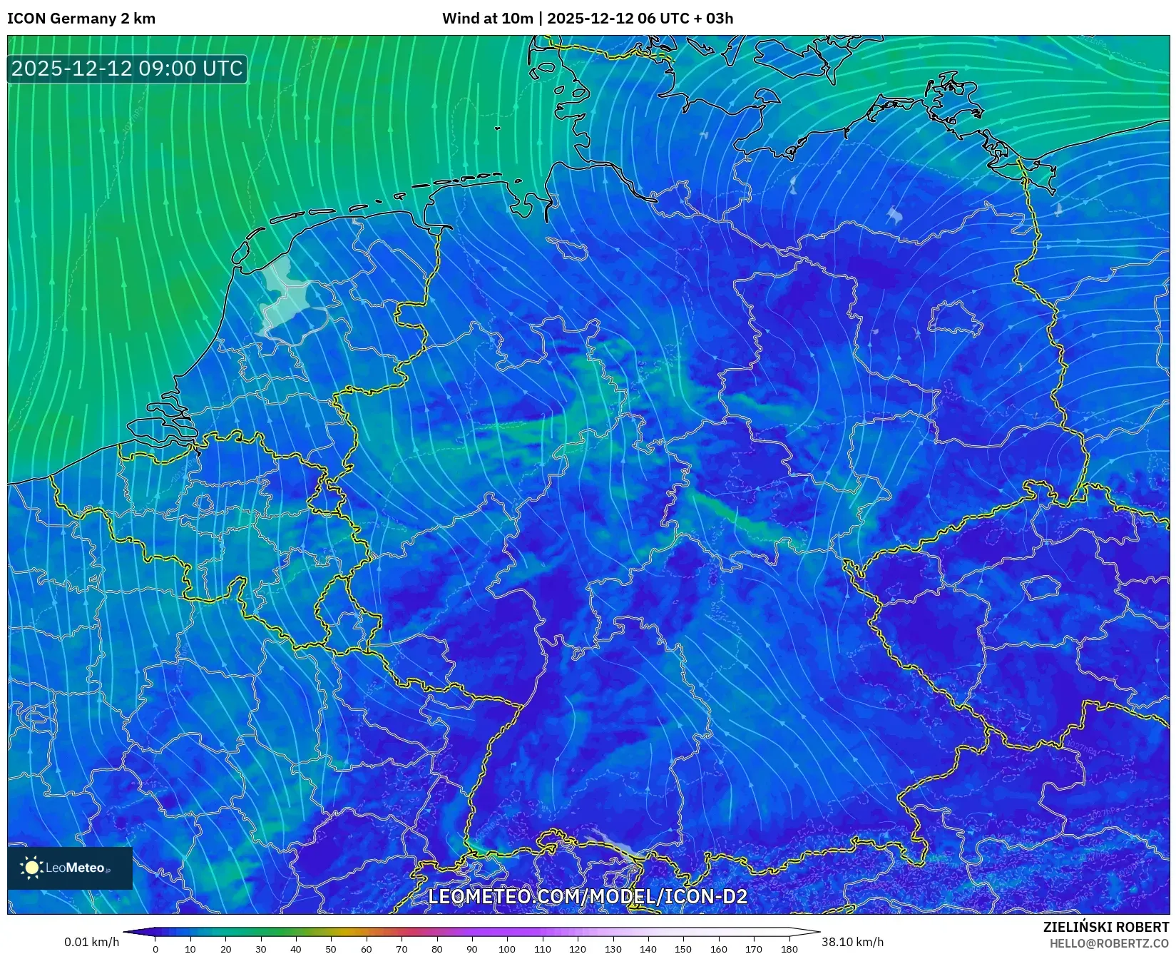 ICON Jerman 2 km model - Jerman, Angin 10 m