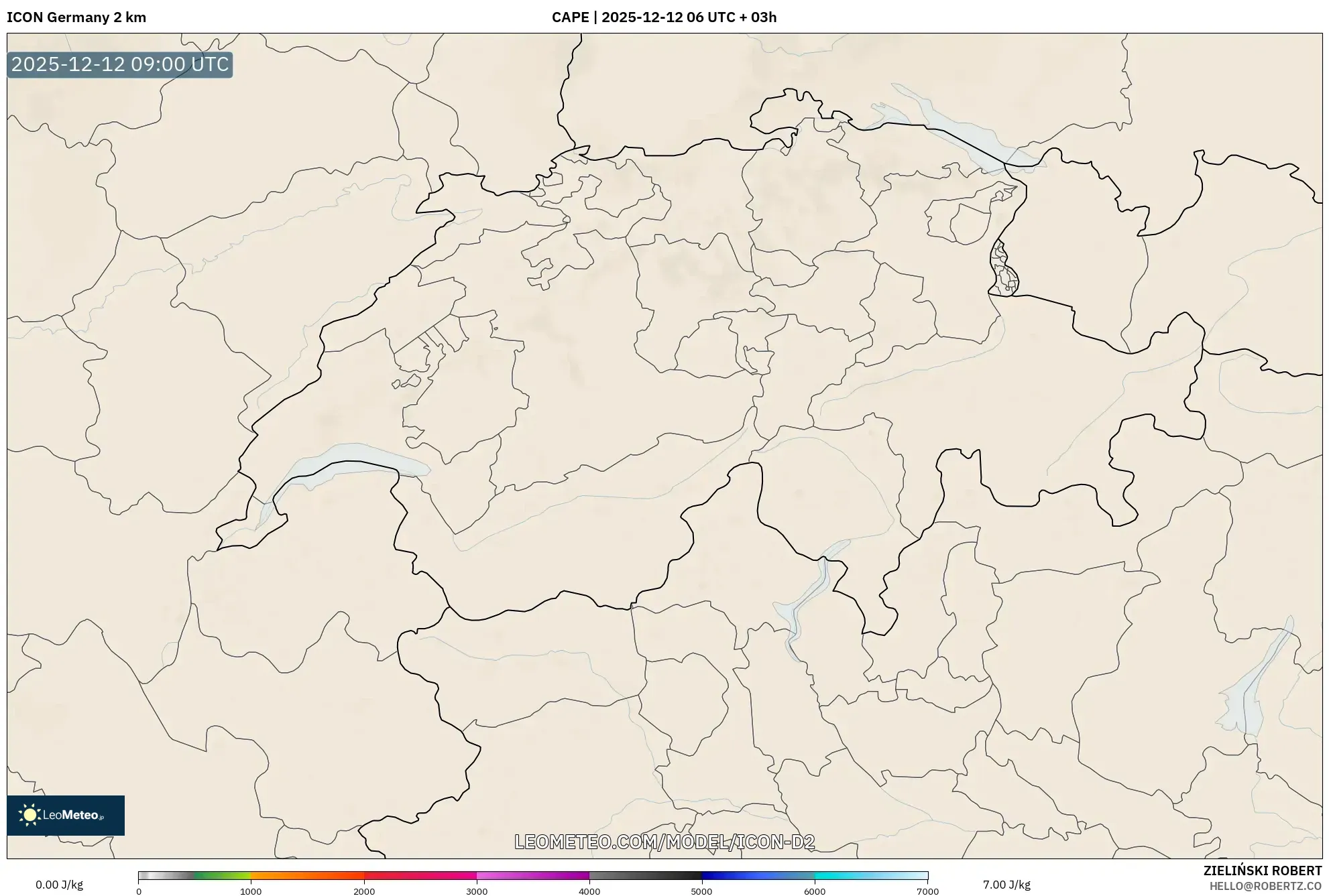 ICON Jerman 2 km model - Switzerland, CAPE