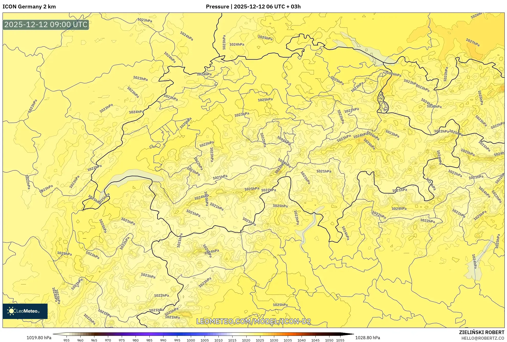 ICON Jerman 2 km model - Switzerland, Tekanan