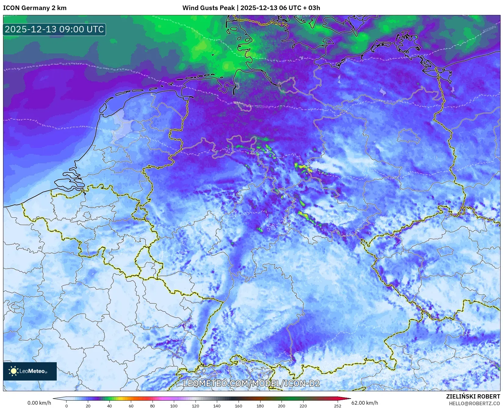 ICON Alemania 2 km model - Jerman, Puncak Hembusan