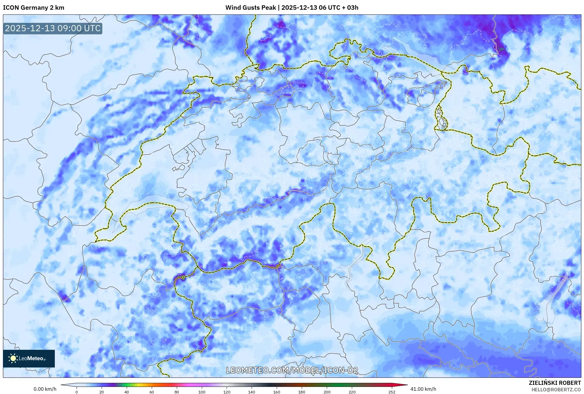 ICON Alemania 2 km model - Swiss, Puncak Hembusan