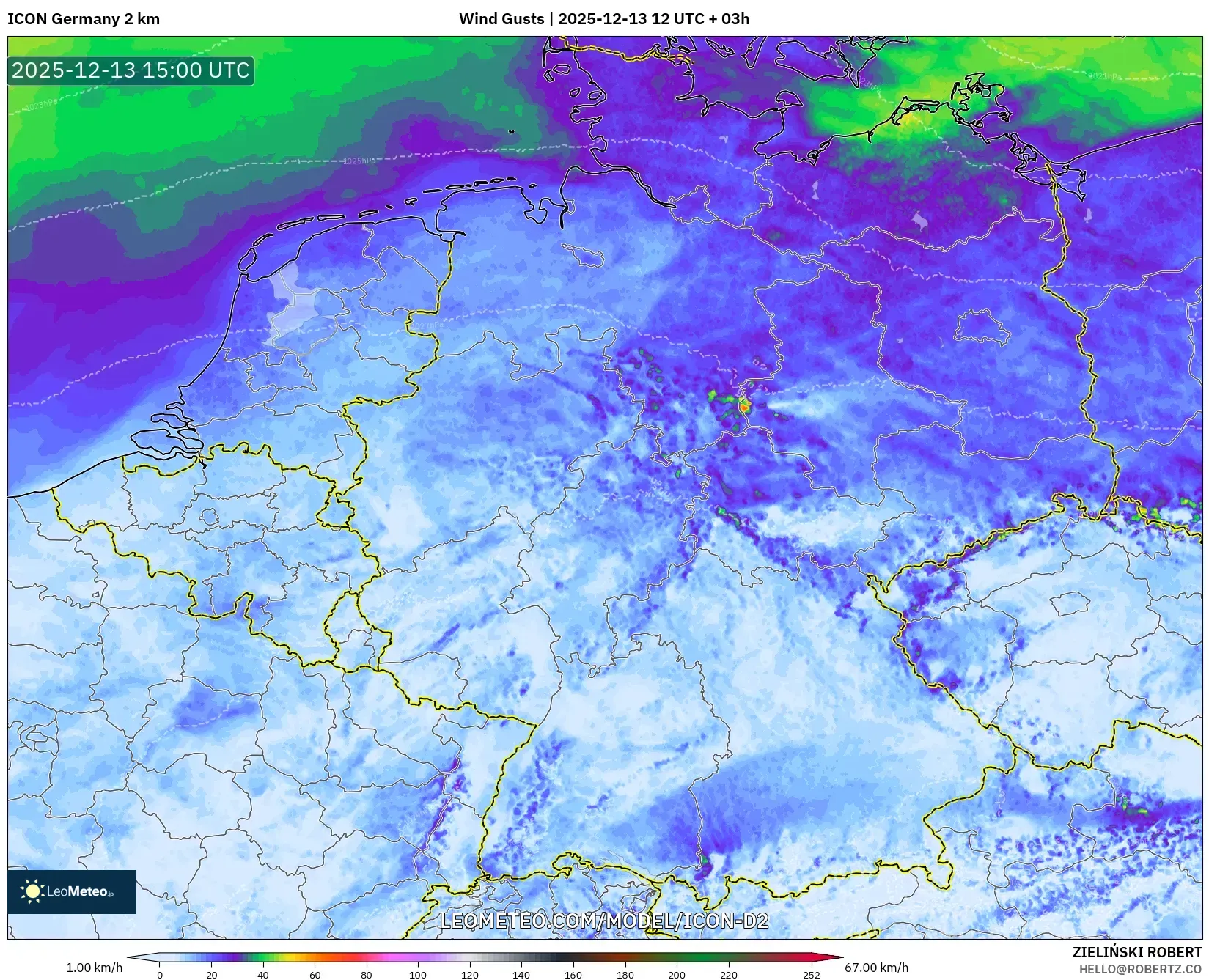 ICON Alemania 2 km model - Jerman, Hembusan Angin