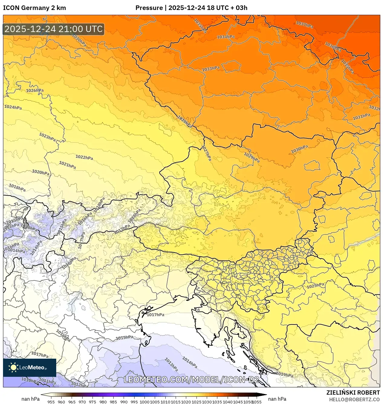 ICON Germany 2 km model - Austria, Pressure