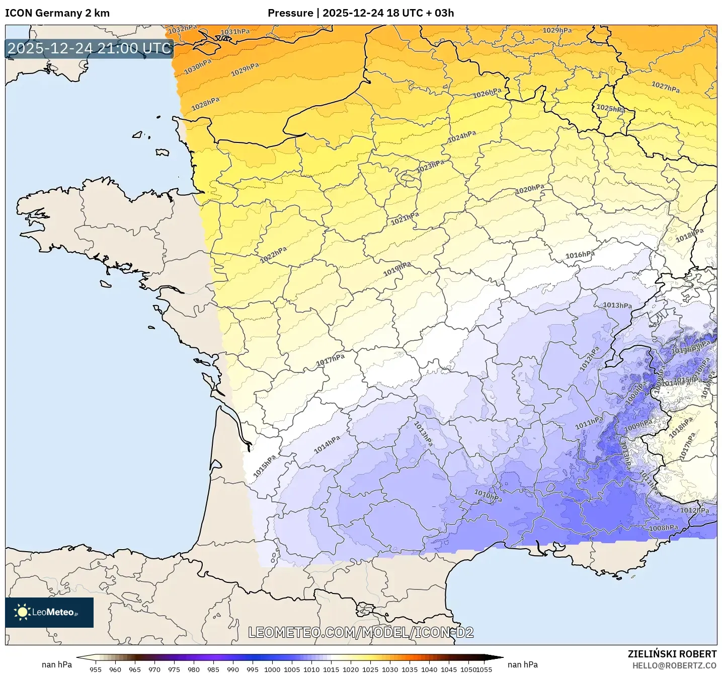 ICON Germany 2 km model - France, Pressure