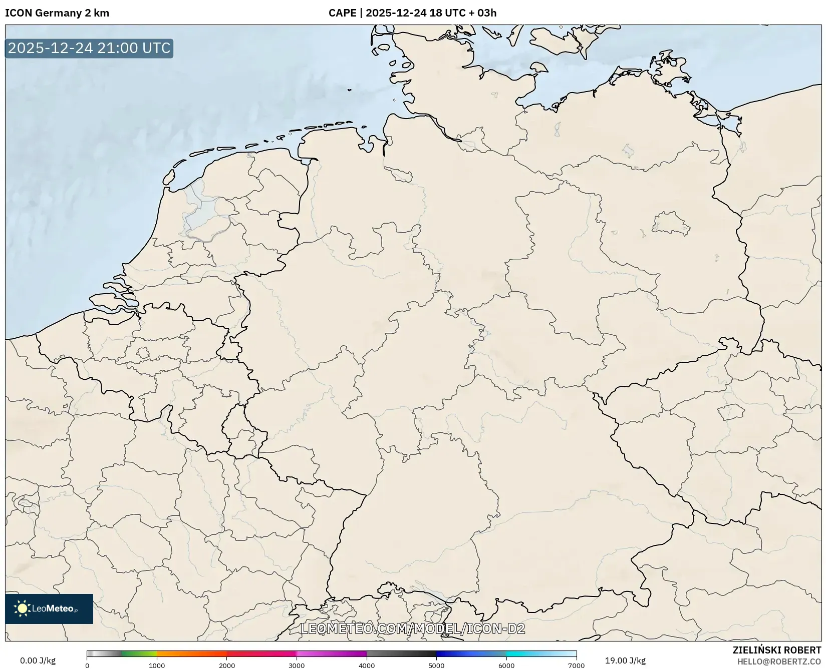 ICON Germany 2 km model - Germany, CAPE