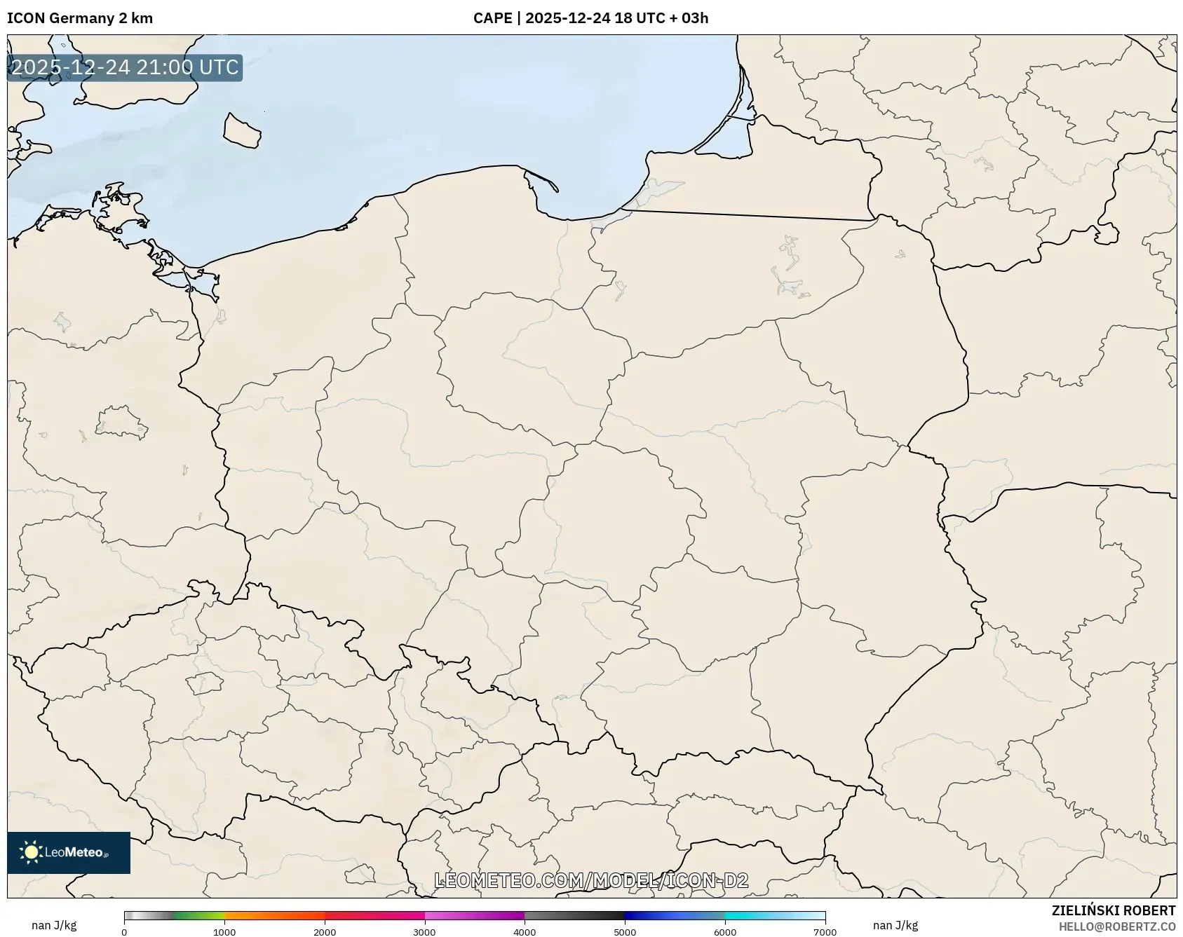 ICON Germany 2 km model - Poland, CAPE