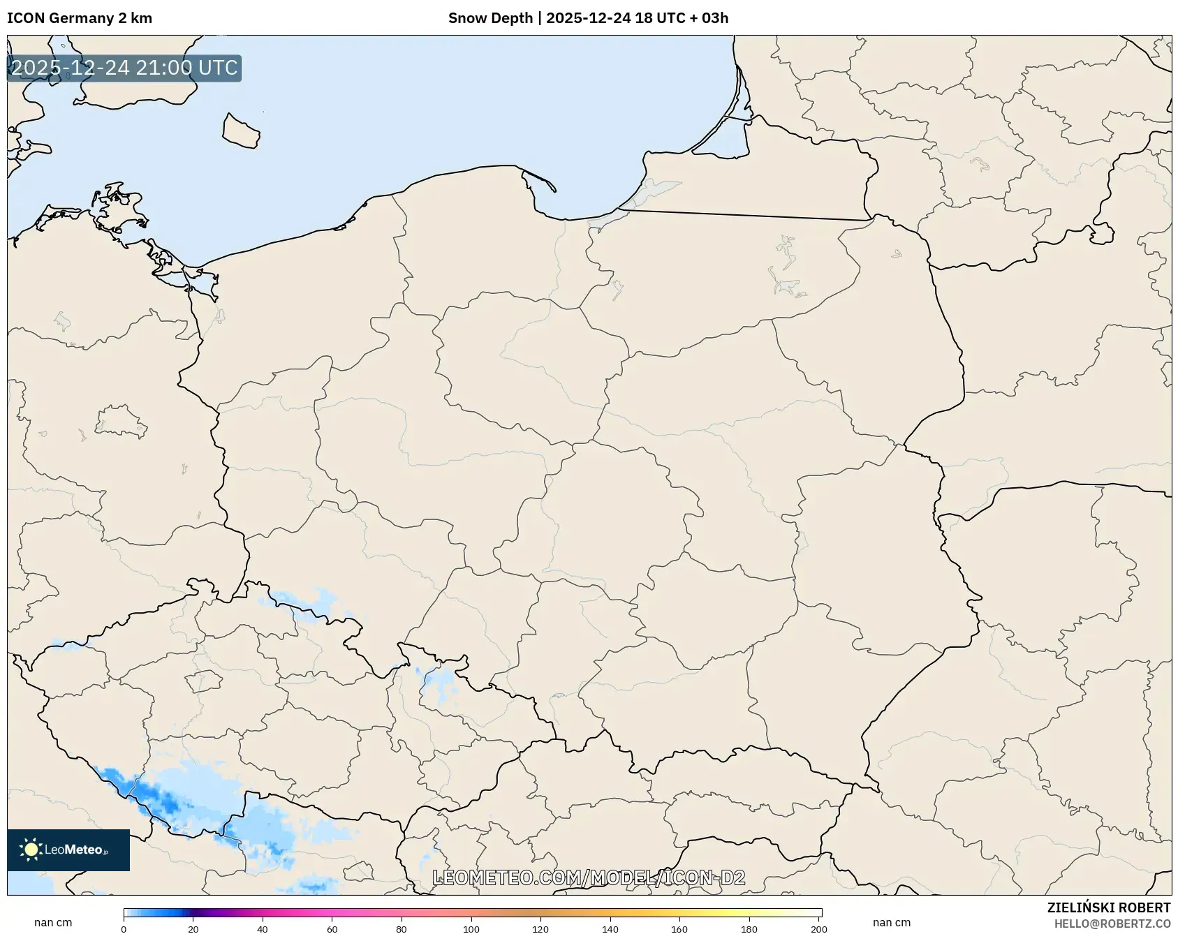ICON Germany 2 km model - Poland, Snow Depth