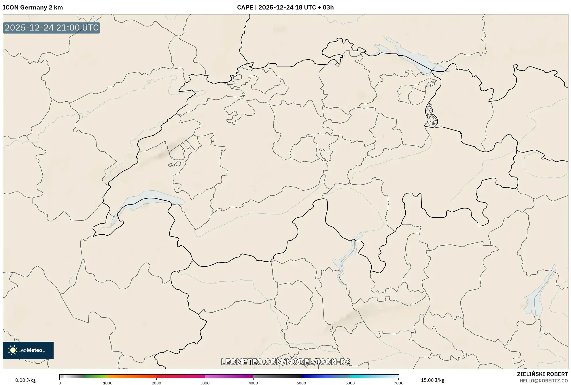 ICON Germany 2 km model - Switzerland, CAPE