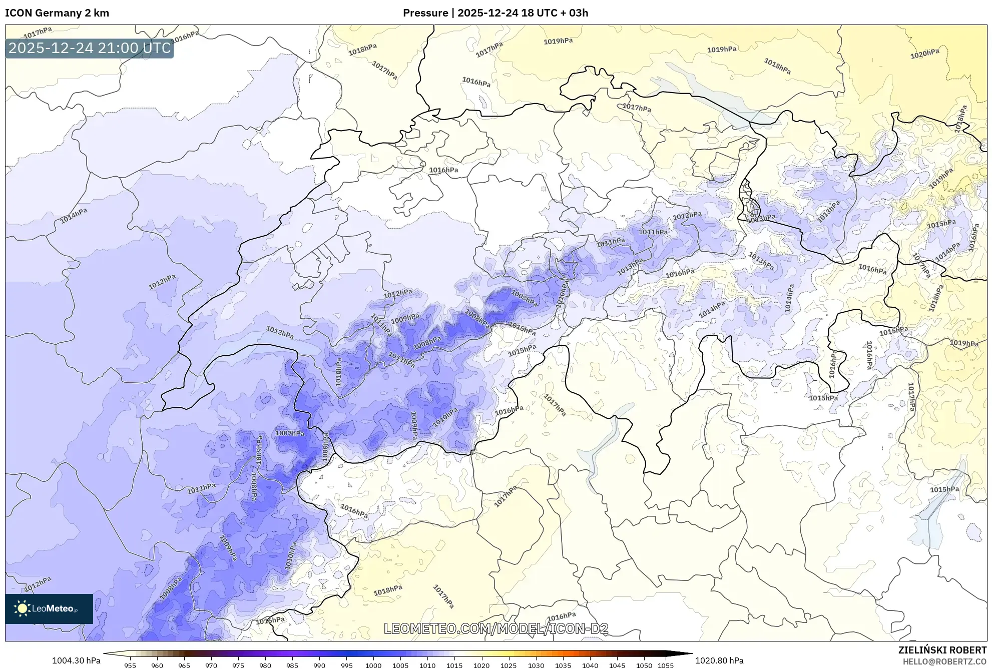 ICON Germany 2 km model - Switzerland, Pressure