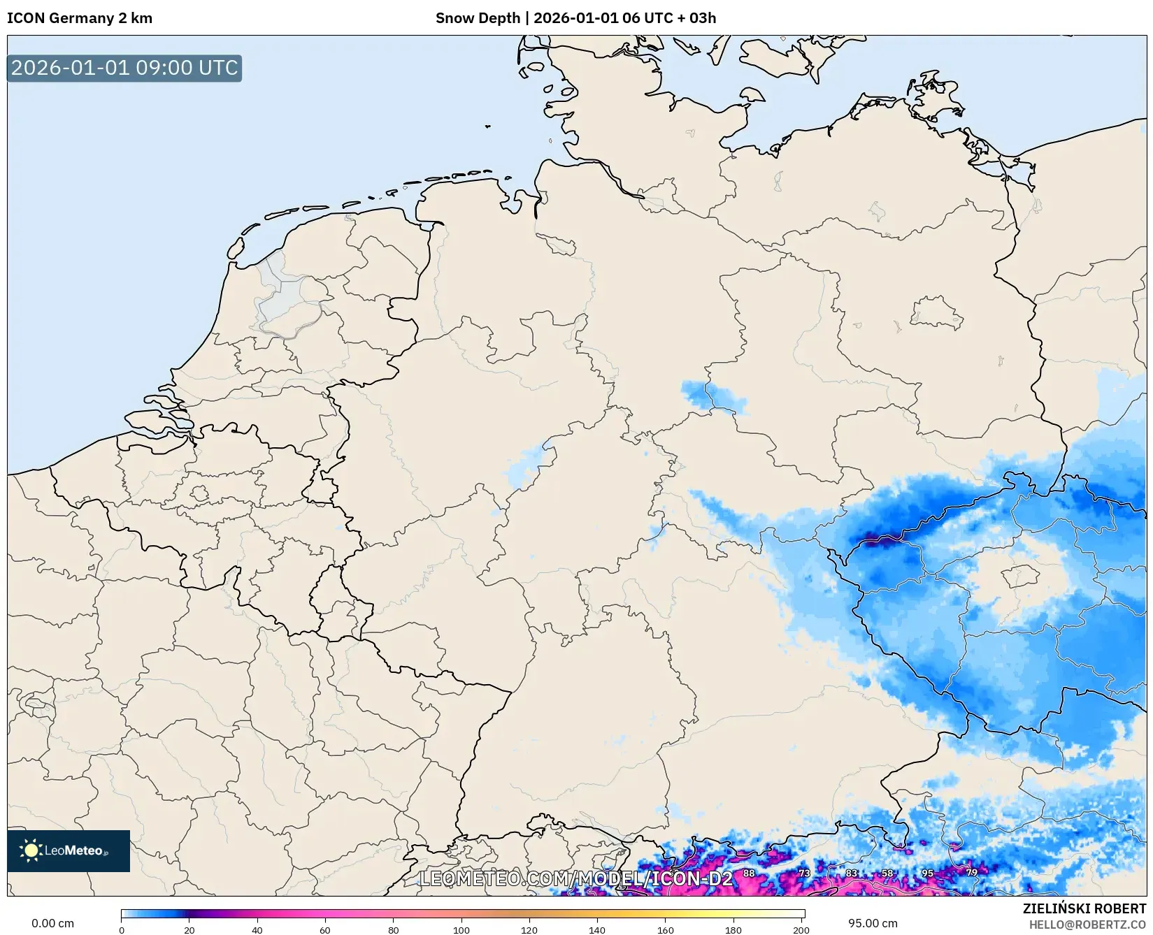 ICON Germany 2 km model - Germany, Snow Depth