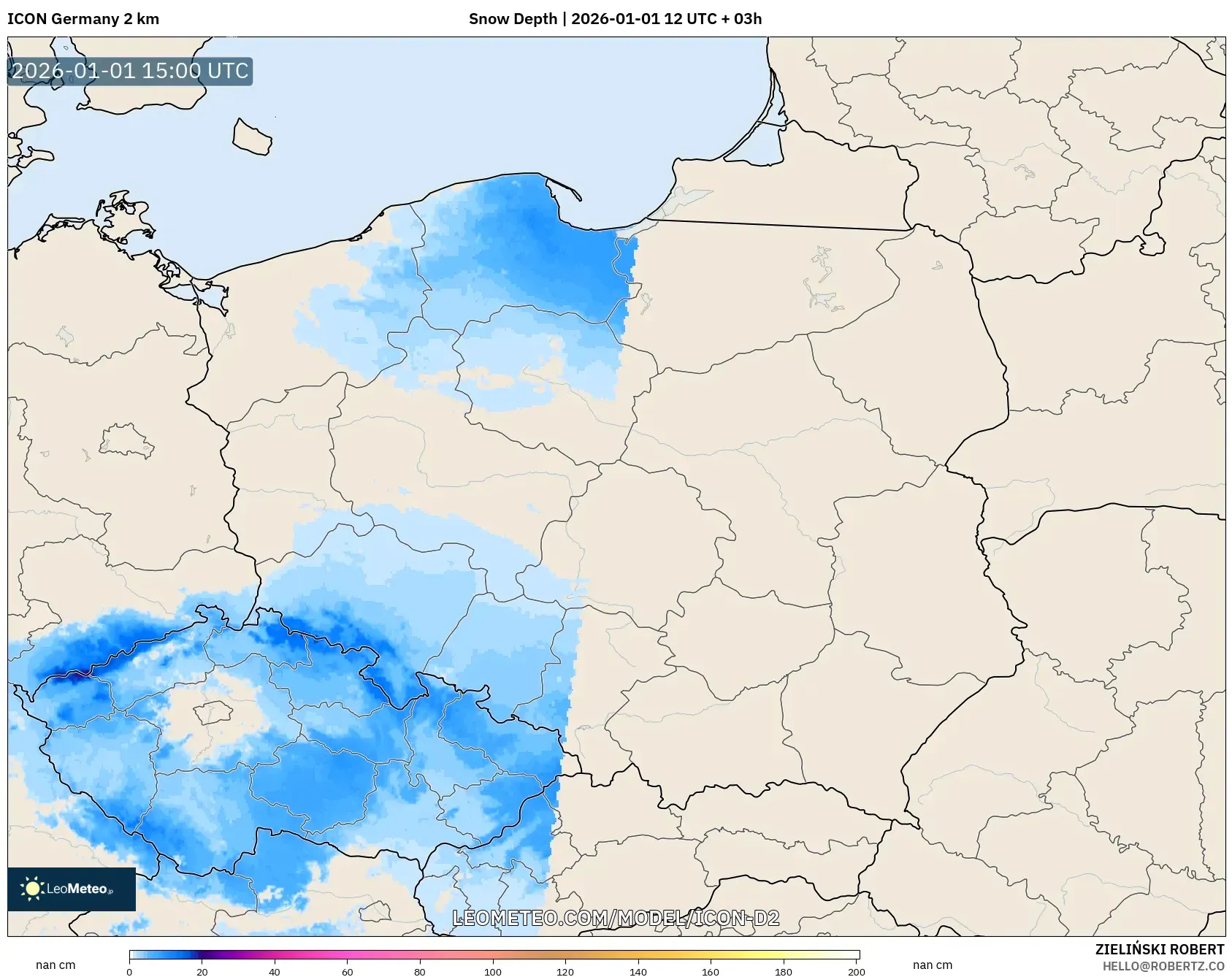 ICON Germany 2 km model - Poland, Snow Depth