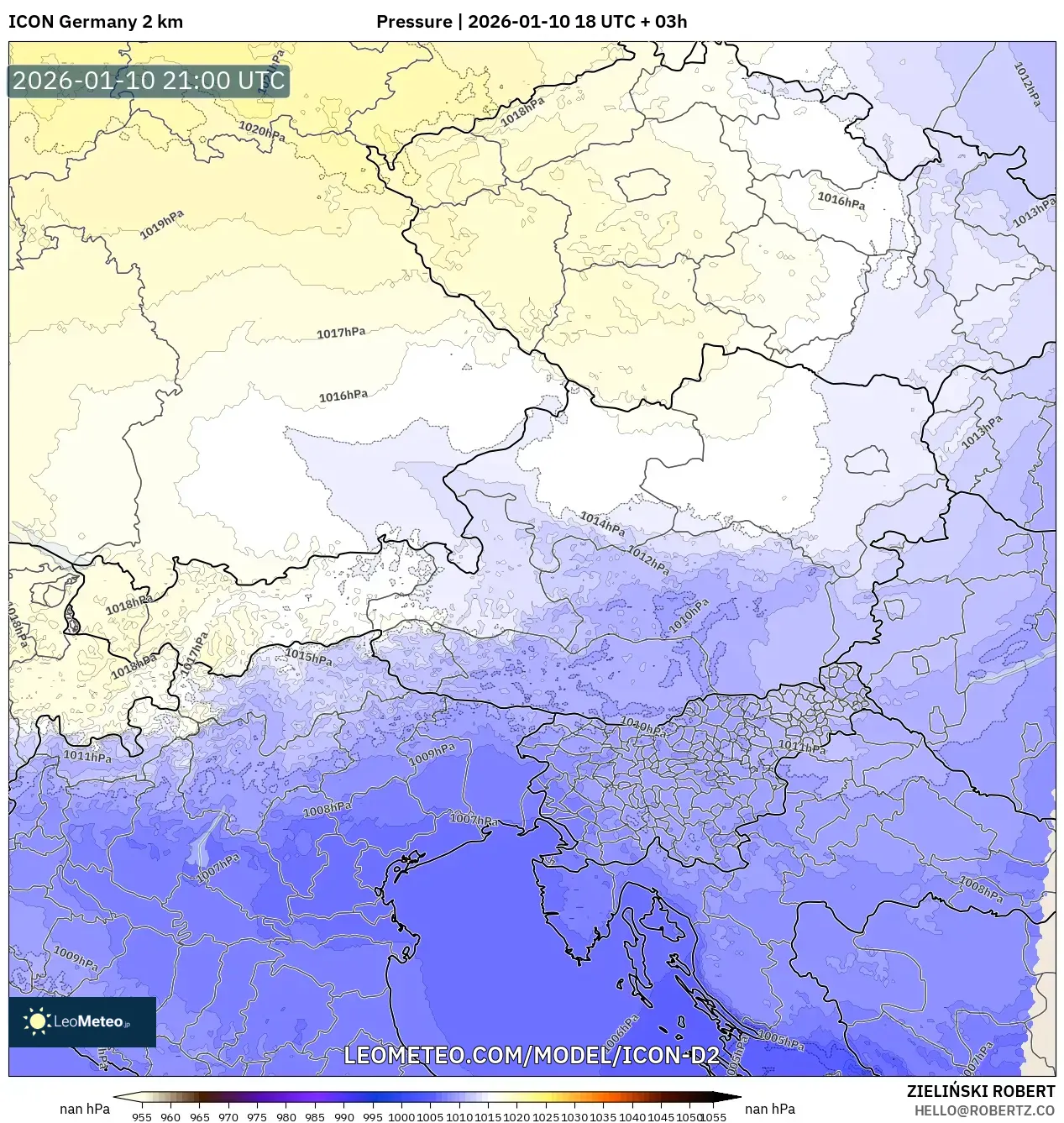 ICON Germany 2 km model - Austria, Pressure