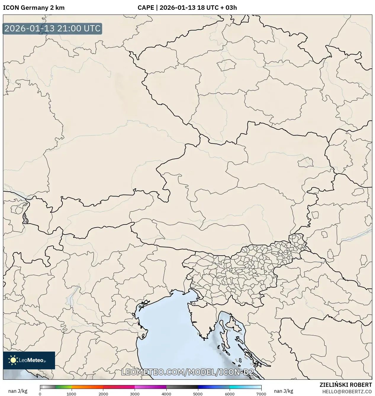 ICON Germany 2 km model - Austria, CAPE