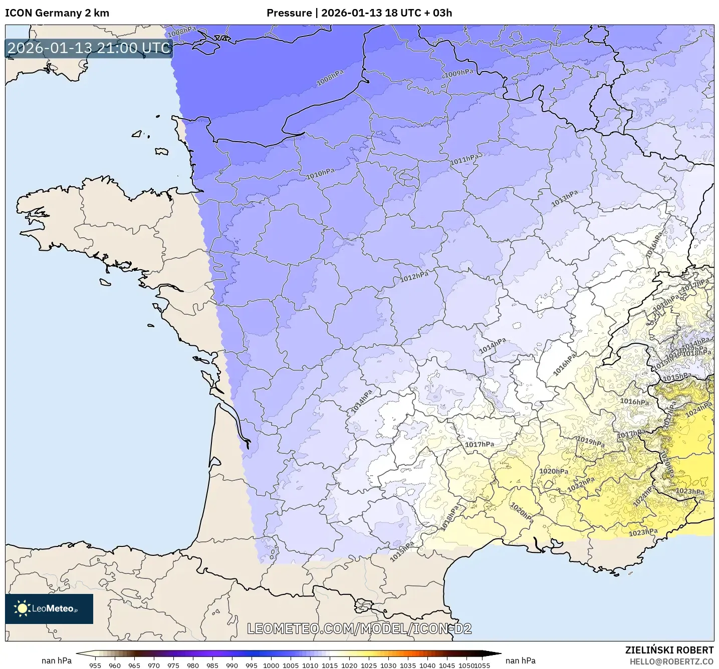 ICON Germany 2 km model - France, Pressure