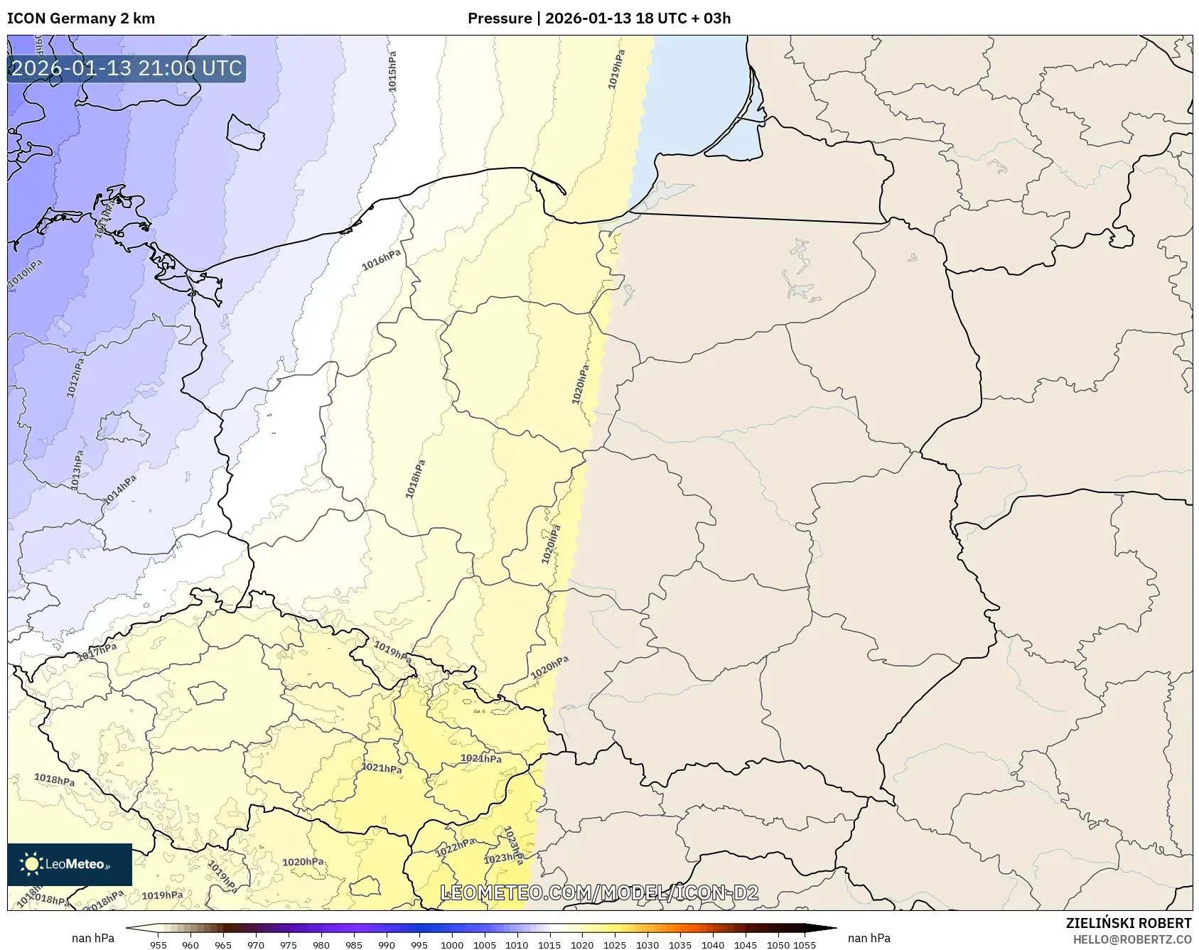 ICON Germany 2 km model - Poland, Pressure