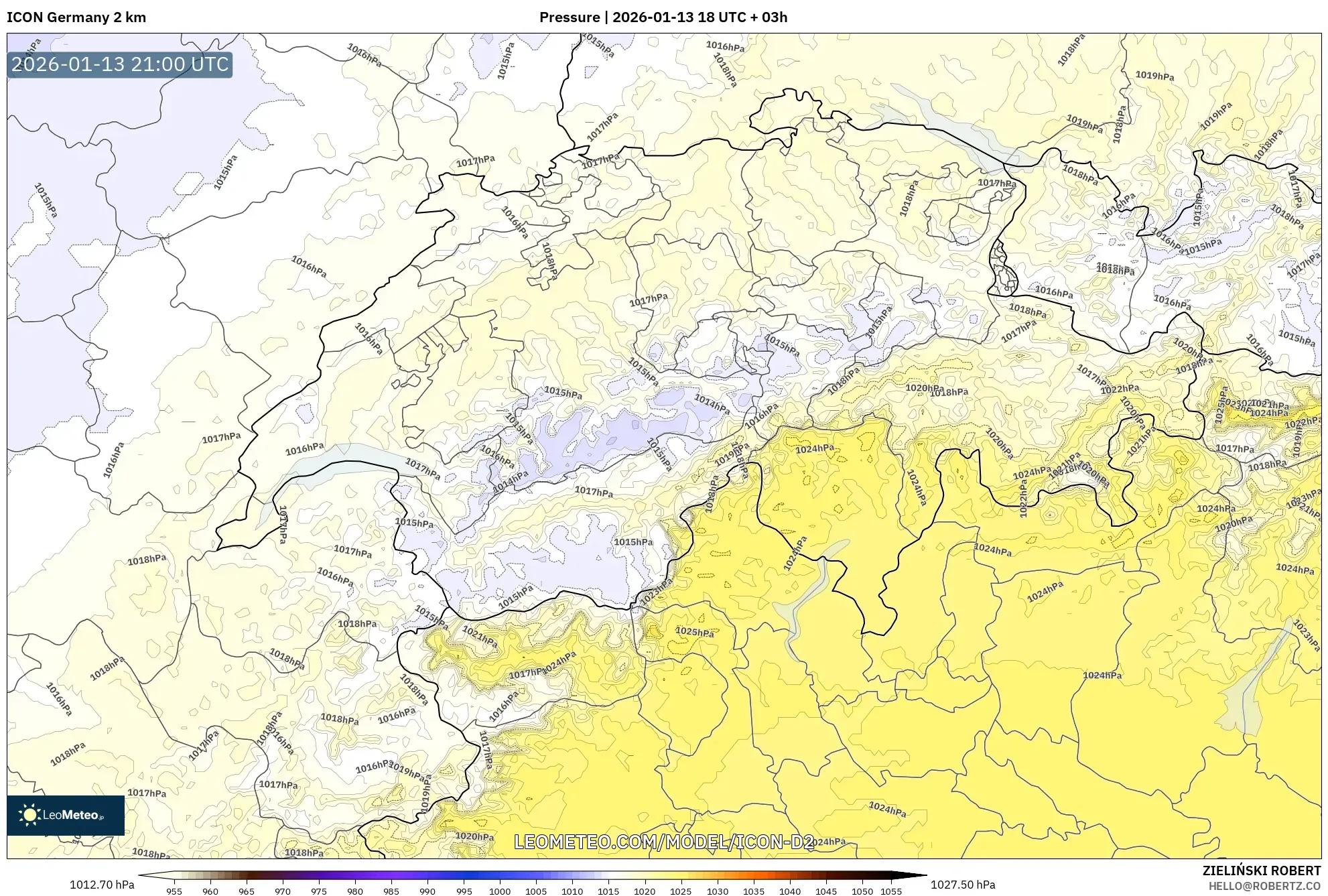 ICON Germany 2 km model - Switzerland, Pressure