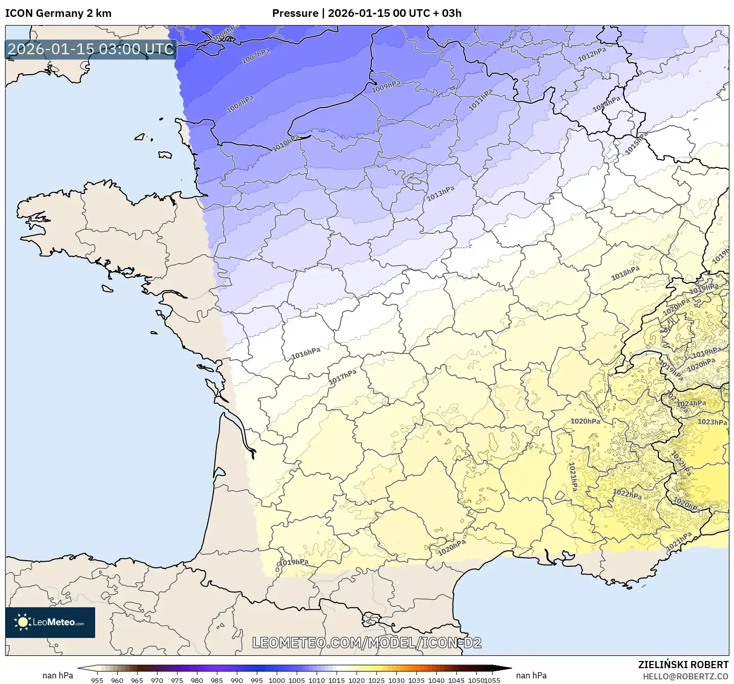 ICON Germany 2 km model - France, Pressure