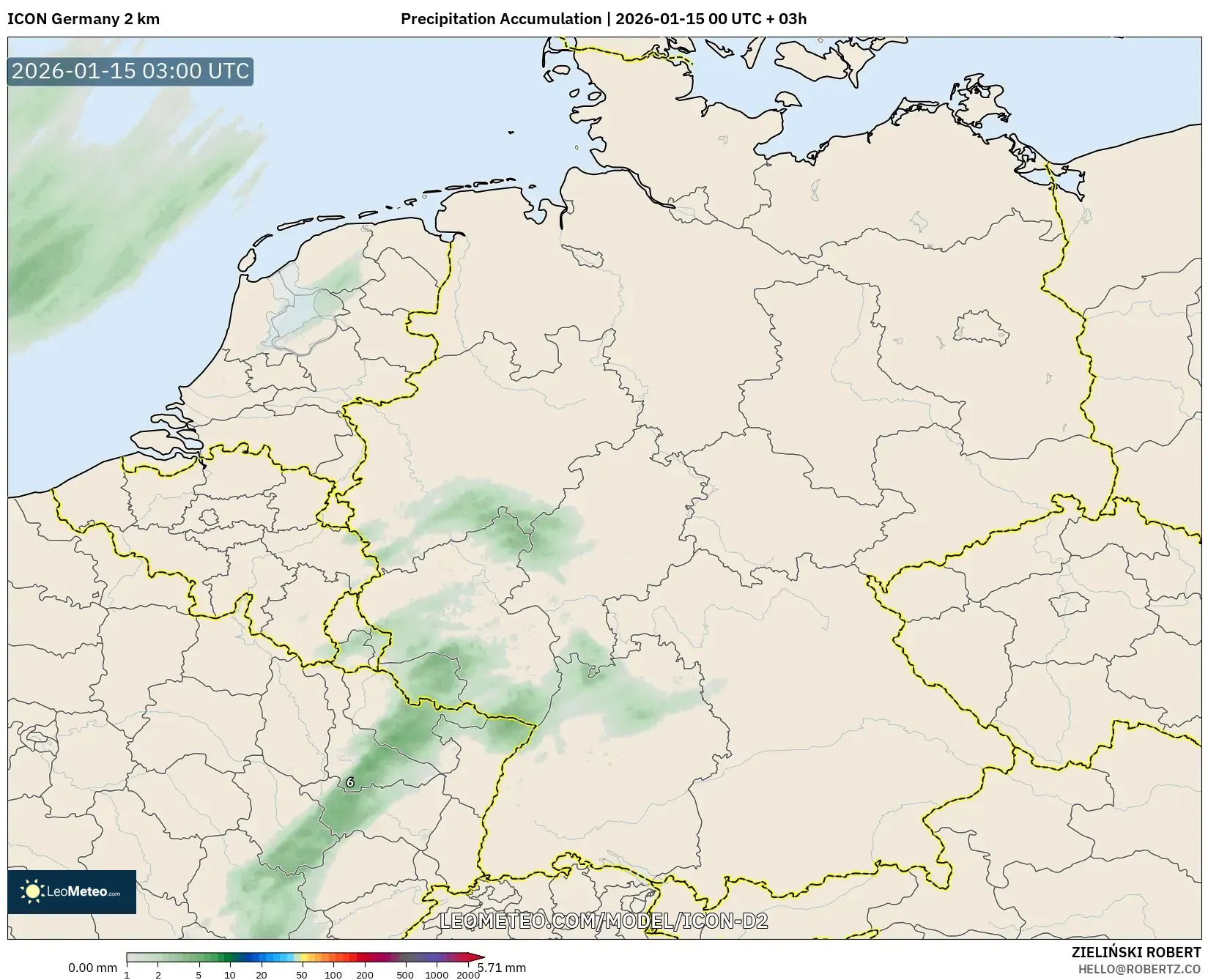 ICON Germany 2 km model - Germany, Precipitation Accumulation
