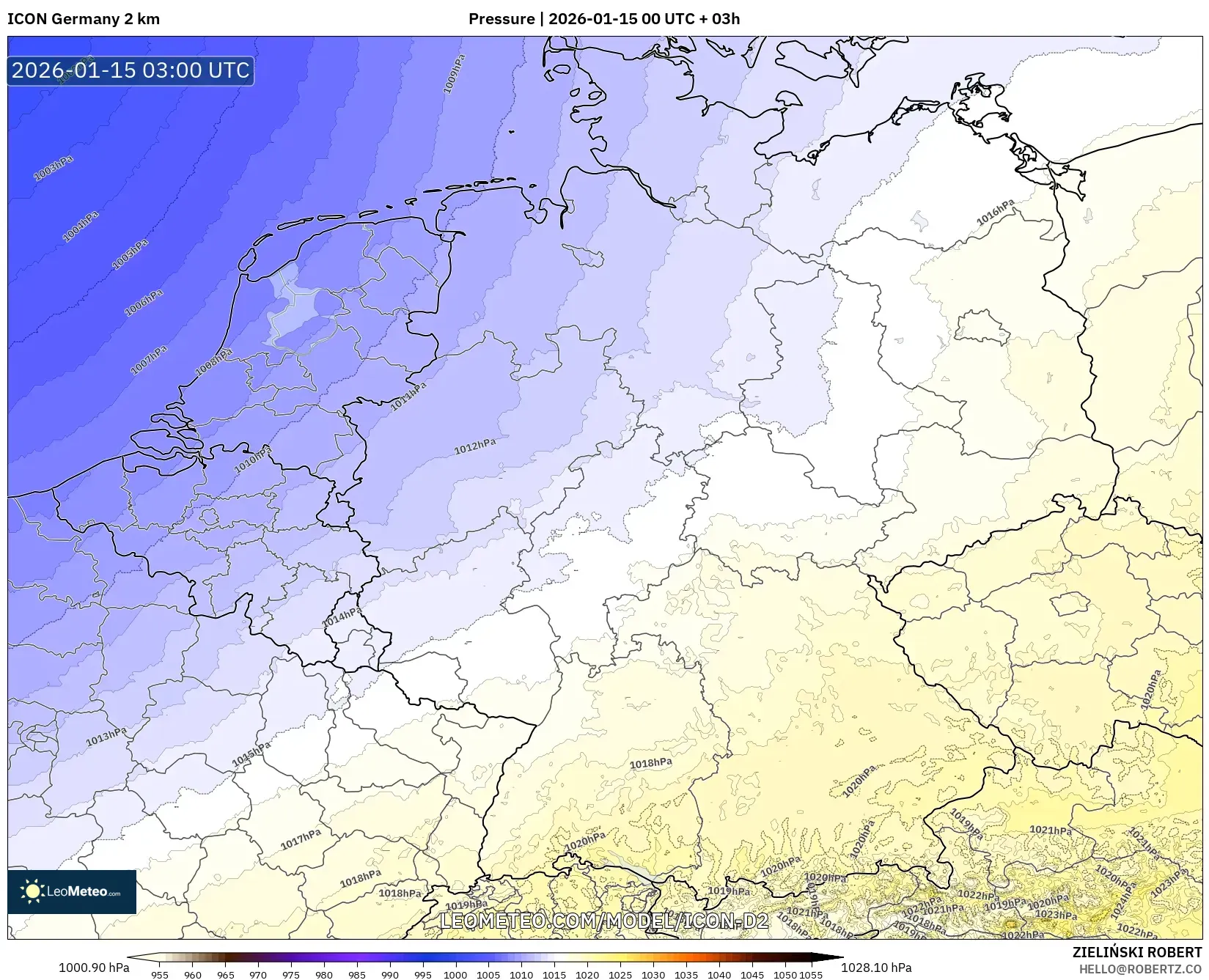 ICON Germany 2 km model - Germany, Pressure