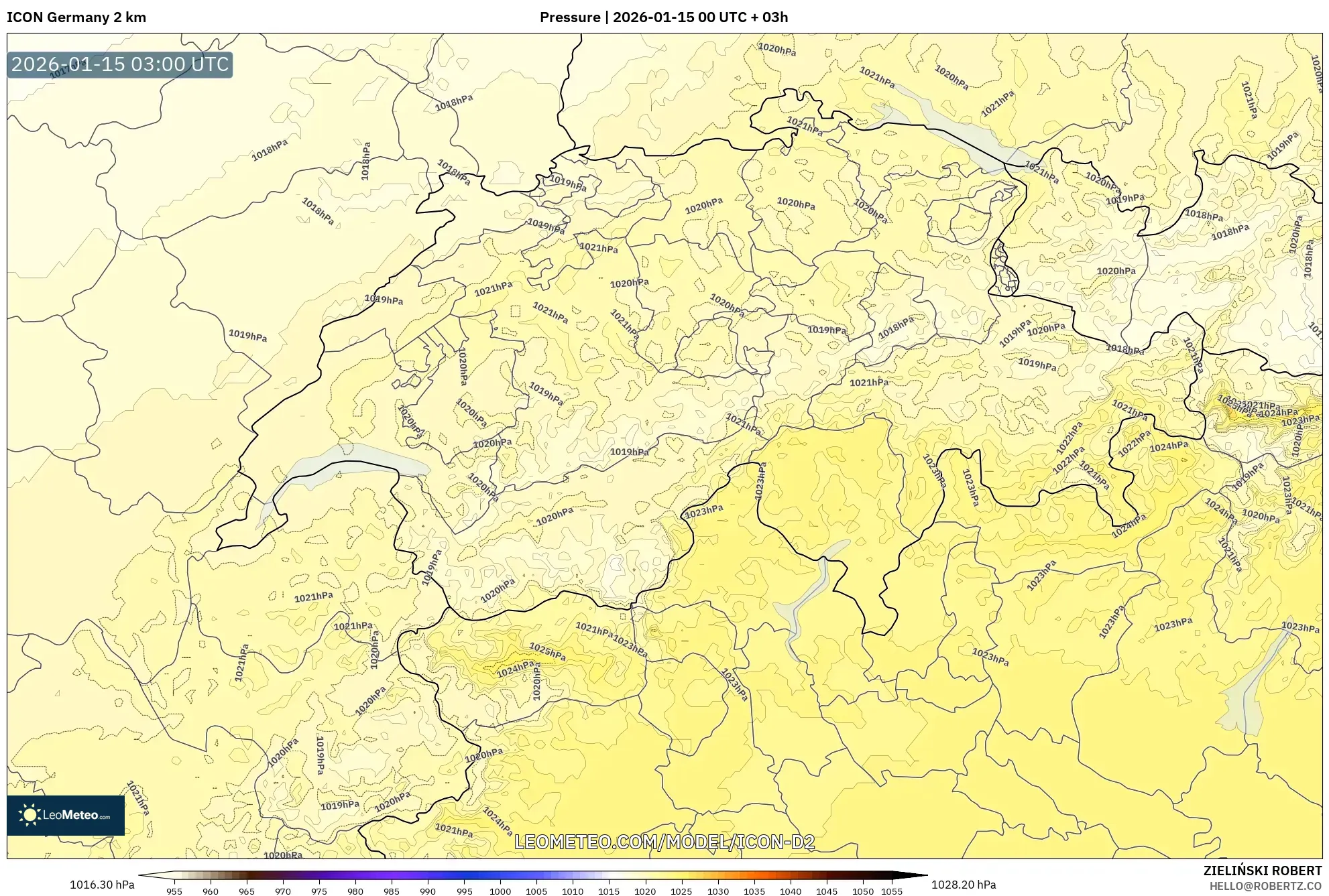 ICON Germany 2 km model - Switzerland, Pressure