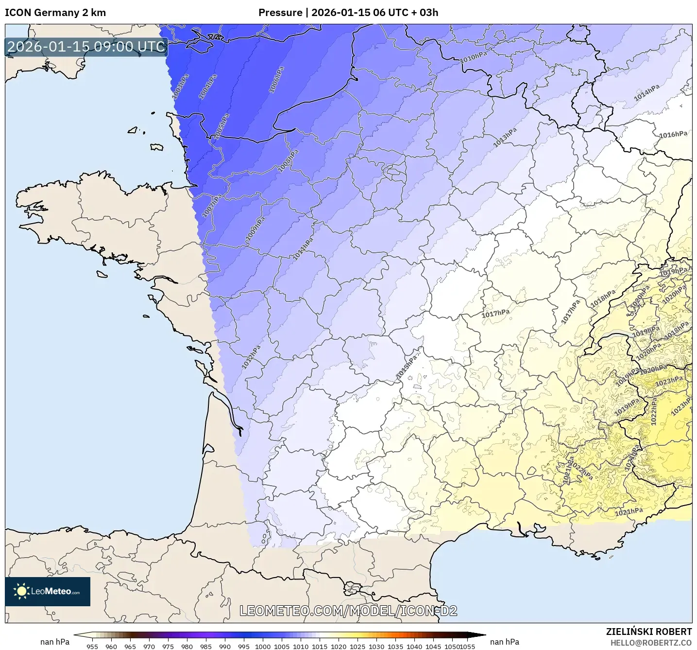 ICON Germany 2 km model - France, Pressure