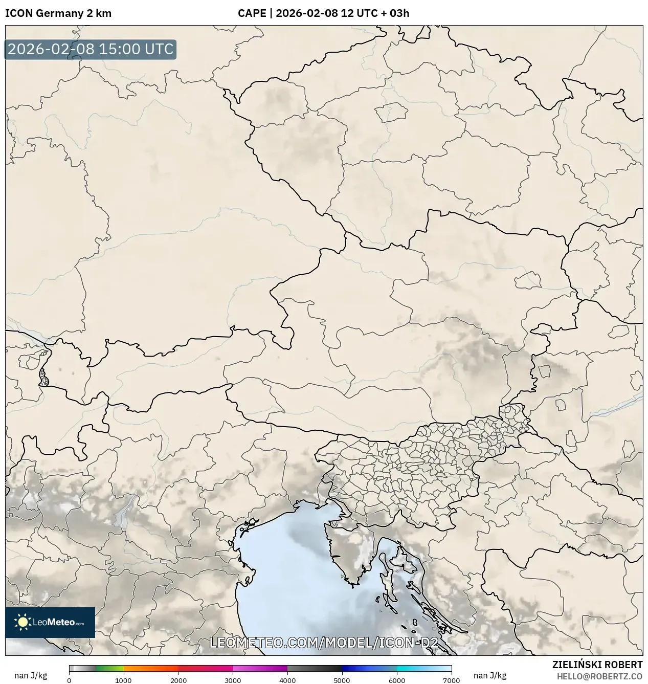 ICON Germany 2 km model - Austria, CAPE