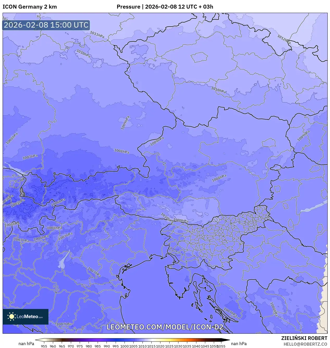 ICON Germany 2 km model - Austria, Pressure