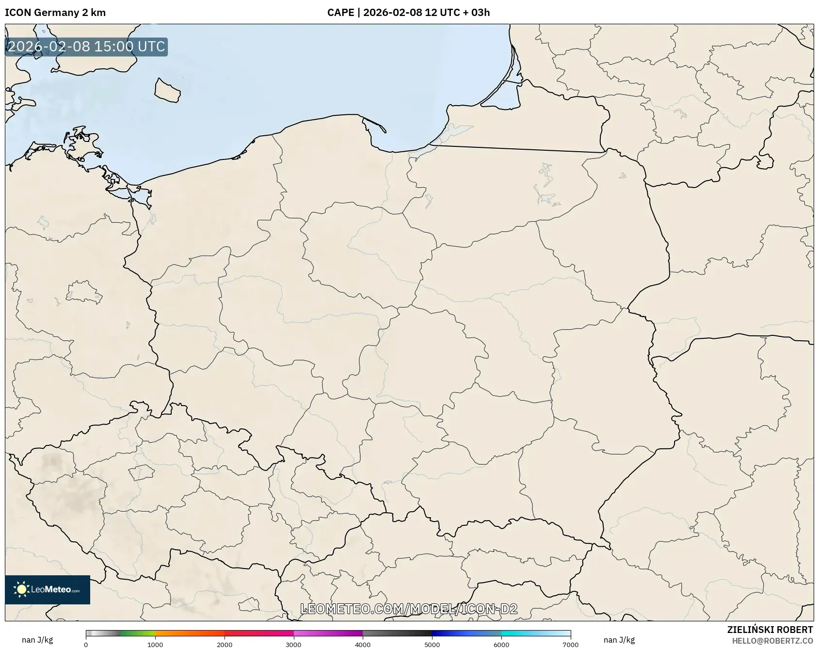 ICON Germany 2 km model - Poland, CAPE