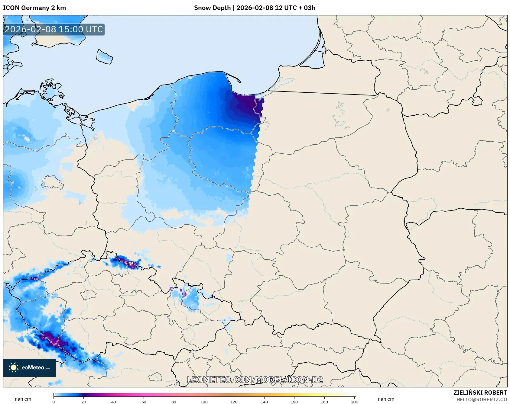 ICON Germany 2 km model - Poland, Snow Depth