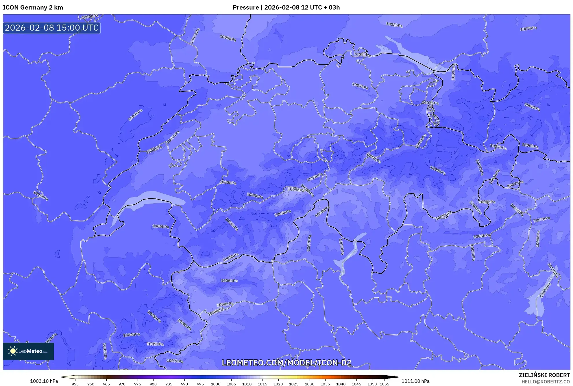 ICON Germany 2 km model - Switzerland, Pressure